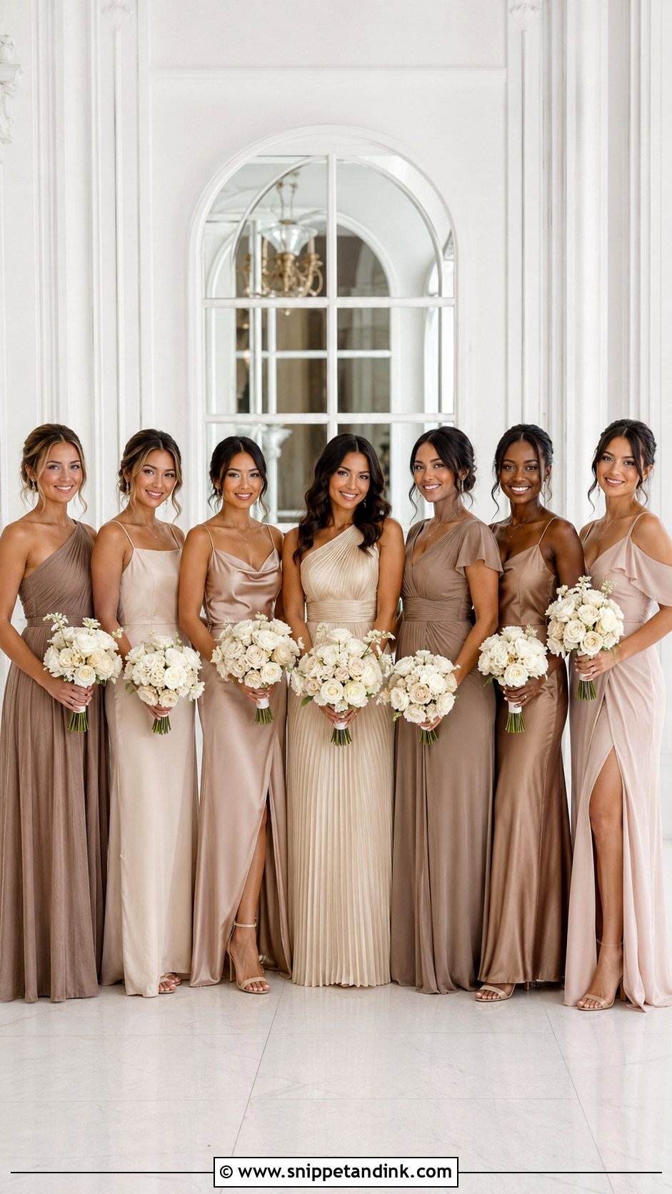 Mixed Neutral Wedding Entourage Gown - Snippet and Ink - 20 Wedding Entourage Gowns