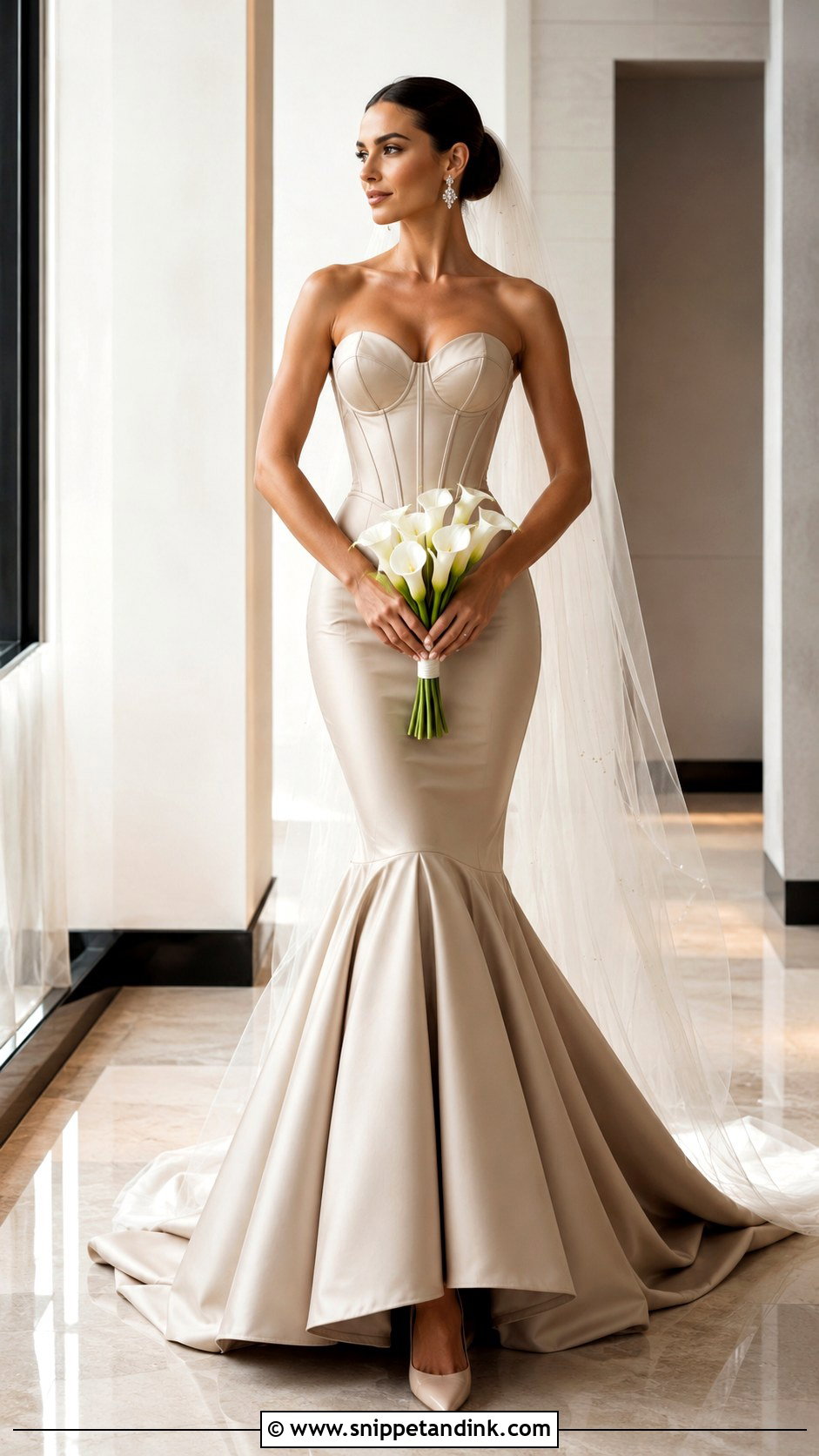 Mocha Corset Mermaid Wedding Dress - Snippet and Ink - 20 Light Brown Wedding Dress Ideas