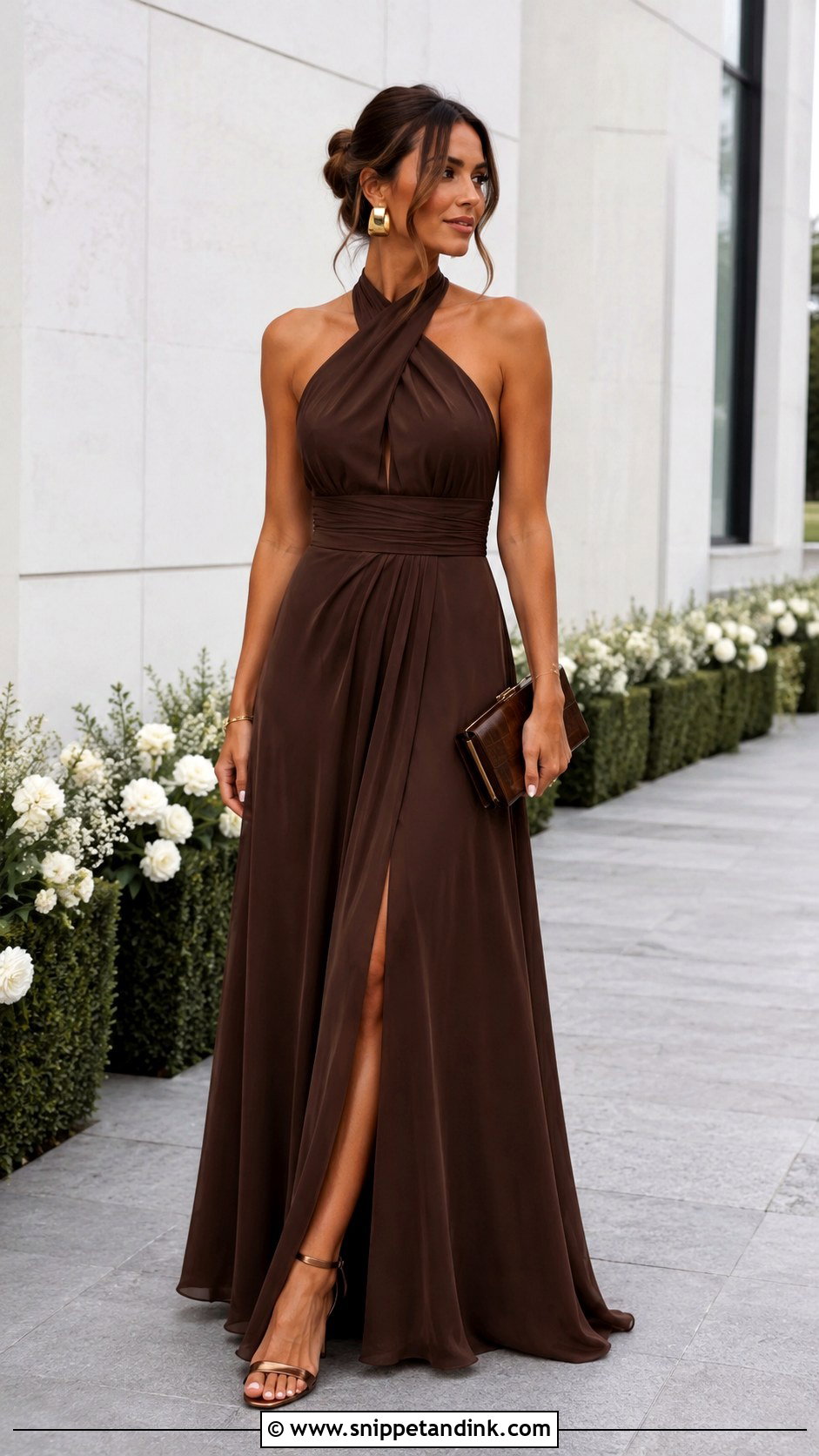 Mocha Halter Sister of the Bride Dress - Snippet and Ink - 20 Dresses Sister of the Bride