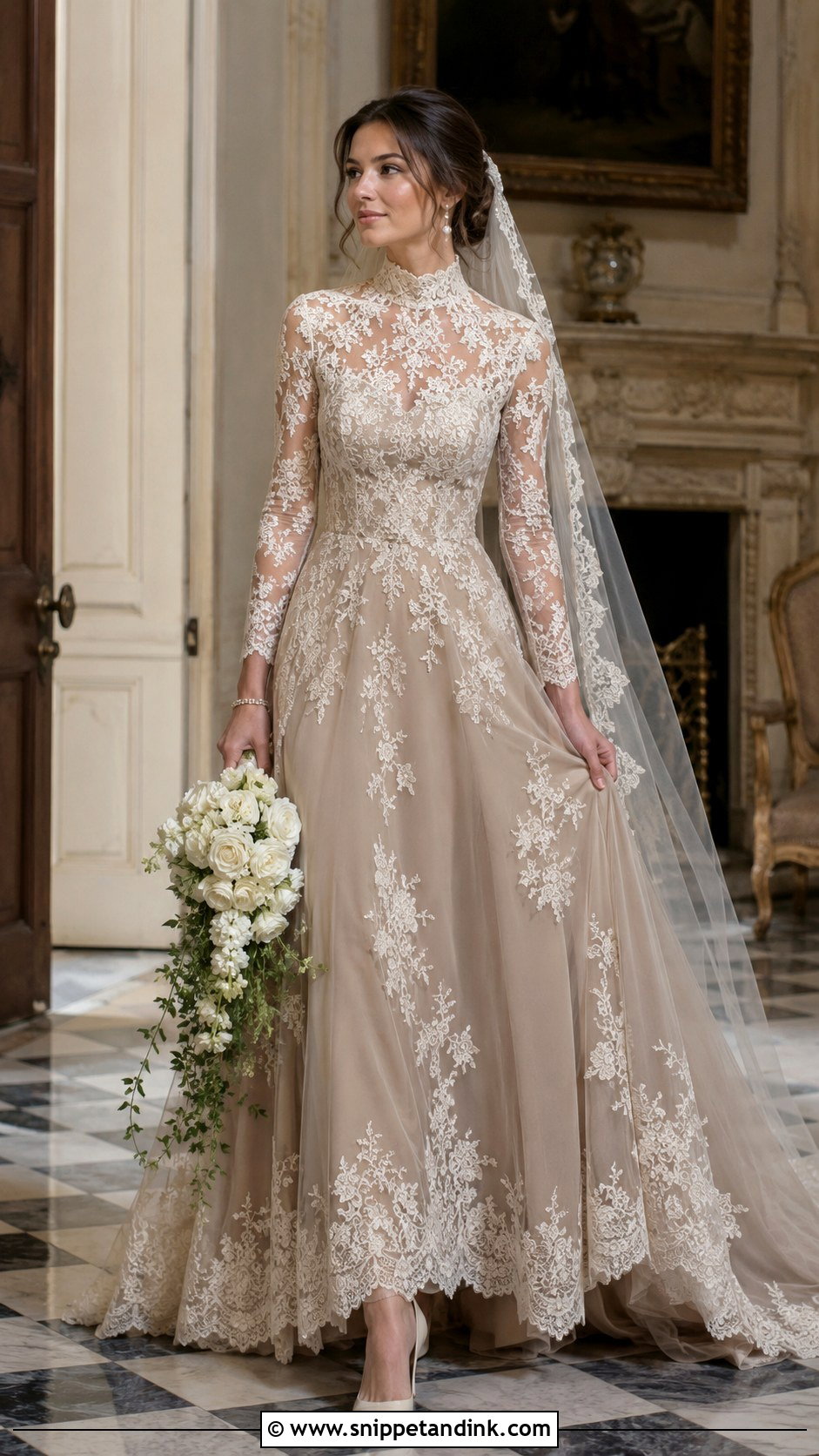Mocha High Neck Wedding Dress - Snippet and Ink - 20 Mocha Wedding Dress Ideas