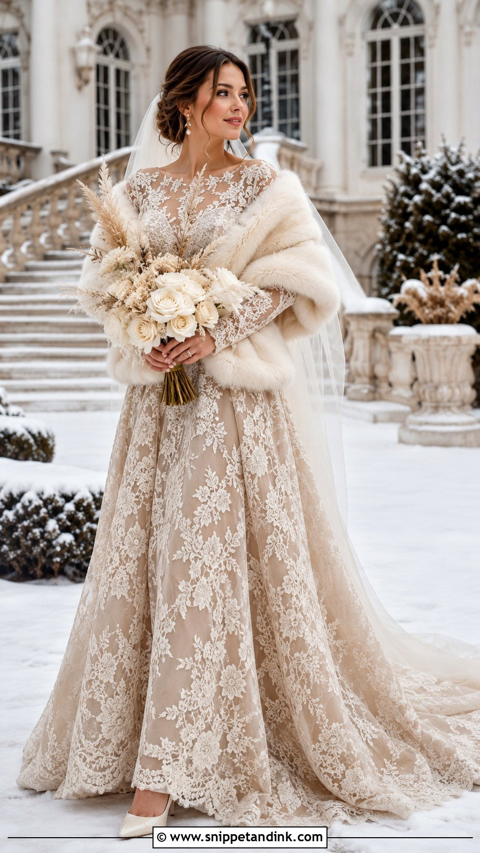 Mocha Long Sleeve Wedding Dress - Snippet and Ink - 20 Mocha Wedding Dress Ideas