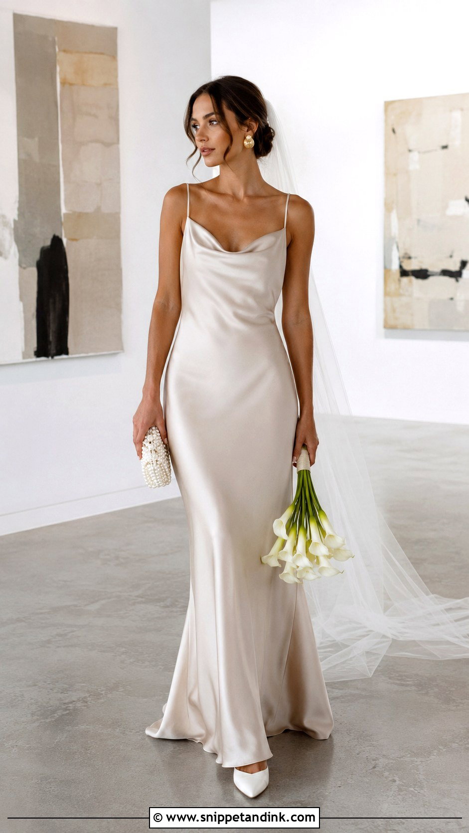 Mocha Minimalist Slip Wedding Dress - Snippet and Ink - 20 Mocha Wedding Dress Ideas