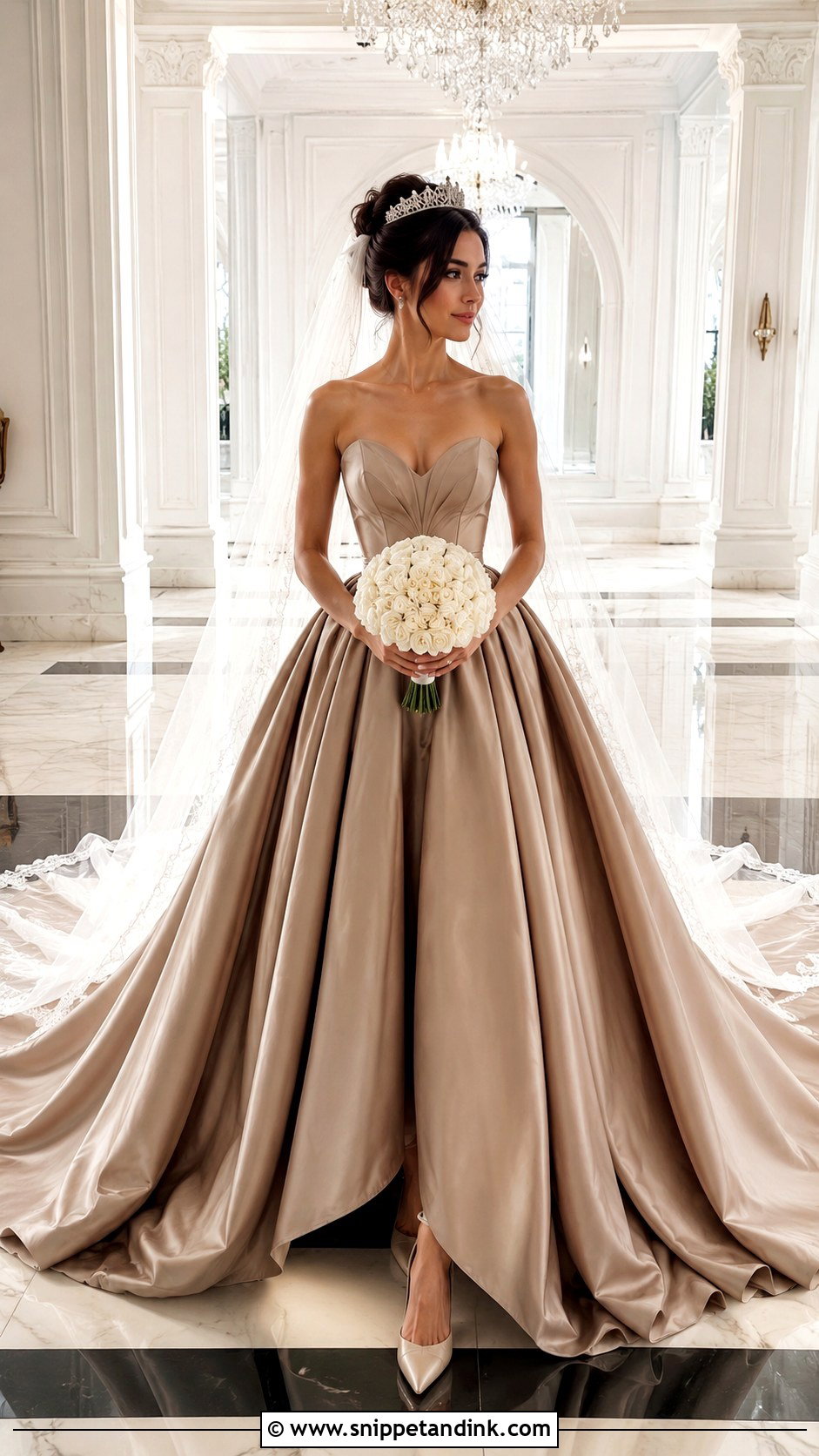 Mocha Satin Ball Gown Wedding Dress - Snippet and Ink - 20 Mocha Wedding Dress Ideas