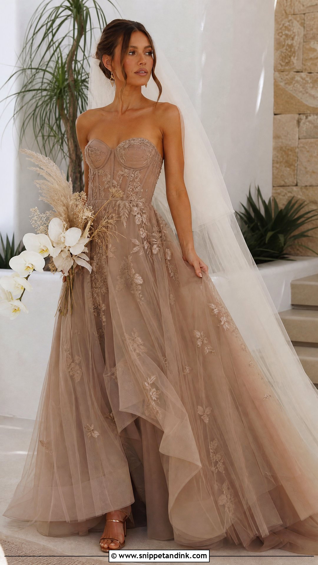 Mocha Tulle Wedding Dress - Snippet and Ink - 20 Earthy Wedding Dress Ideas