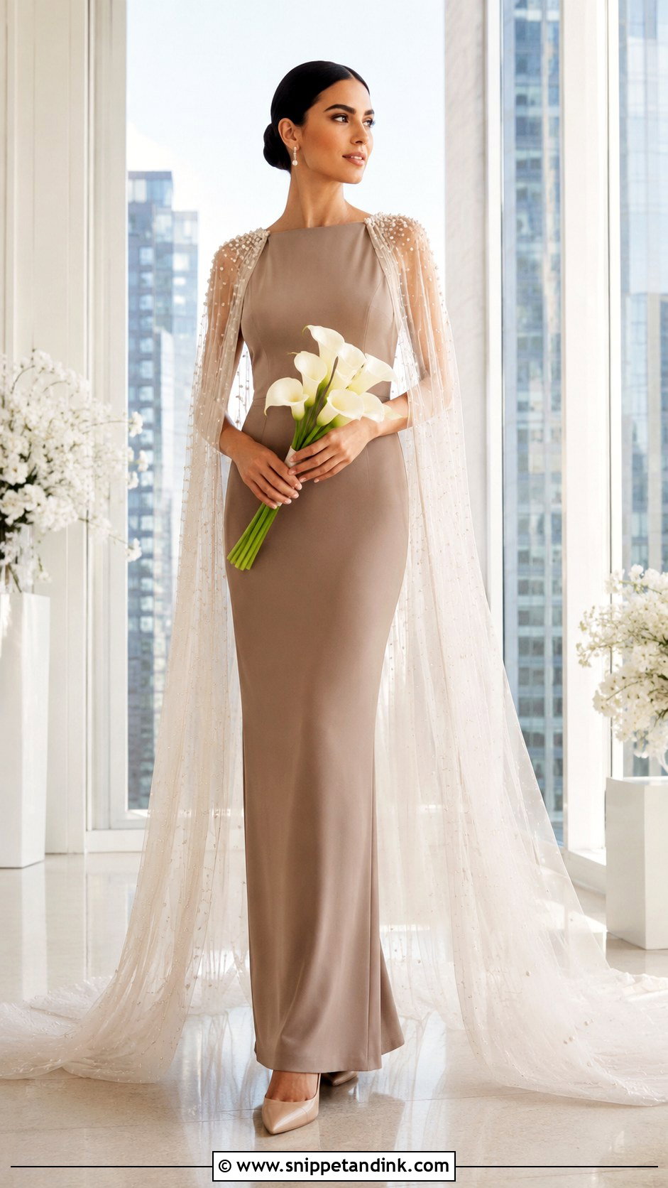 Mocha Wedding Dress With Cape - Snippet and Ink - 20 Mocha Wedding Dress Ideas