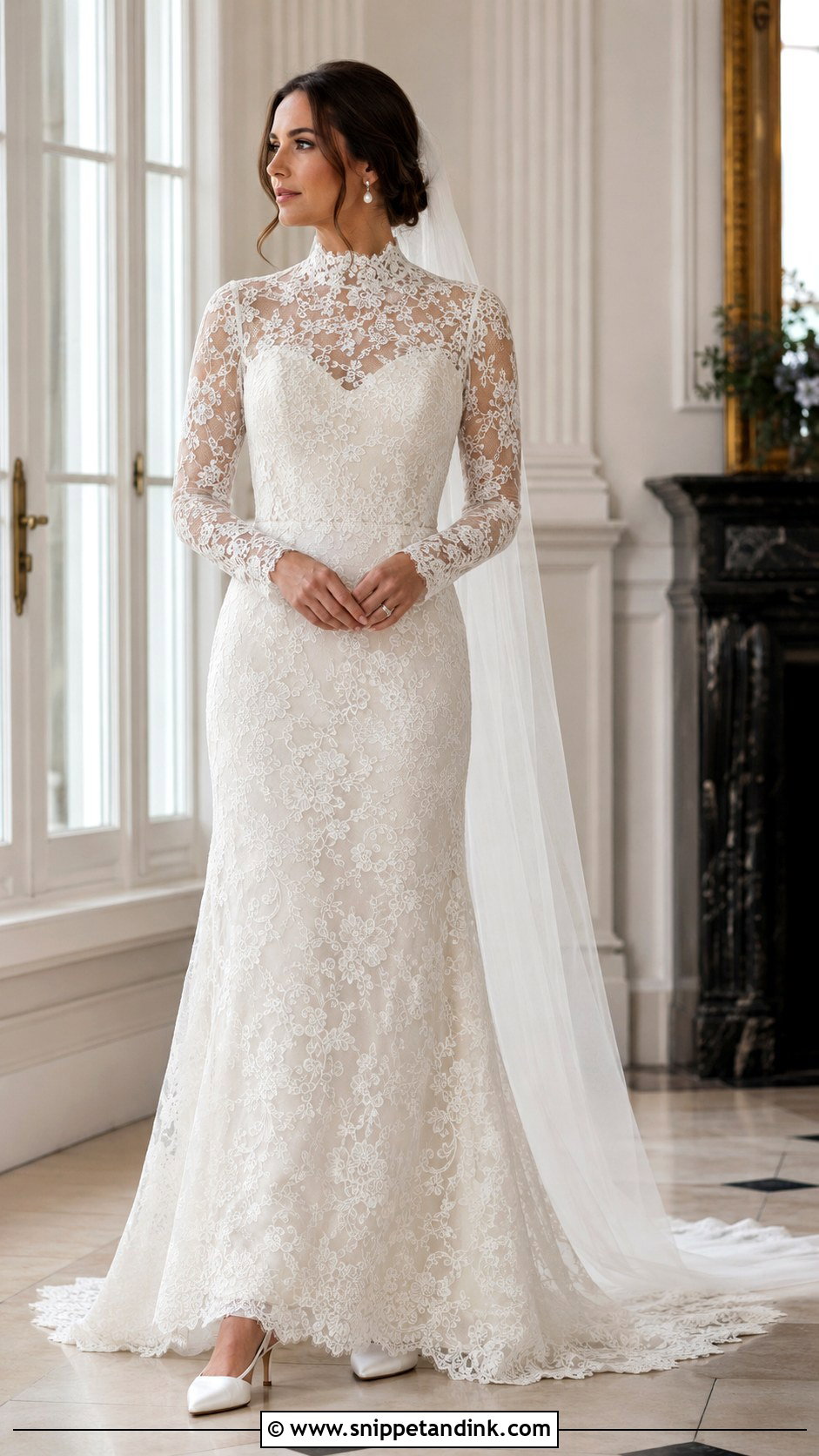 Mock Neck Illusion Lace Wedding Dress - Snippet and Ink - 20 Covered Wedding Dresses