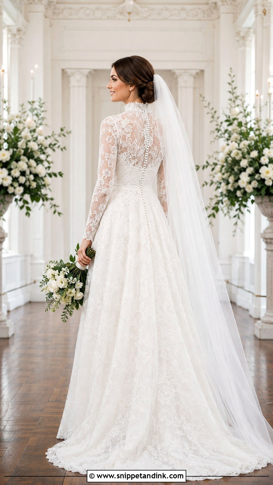 Mock Neck Lace Wedding Dress - Snippet and Ink - 20 70s Inspired Wedding Dress Ideas