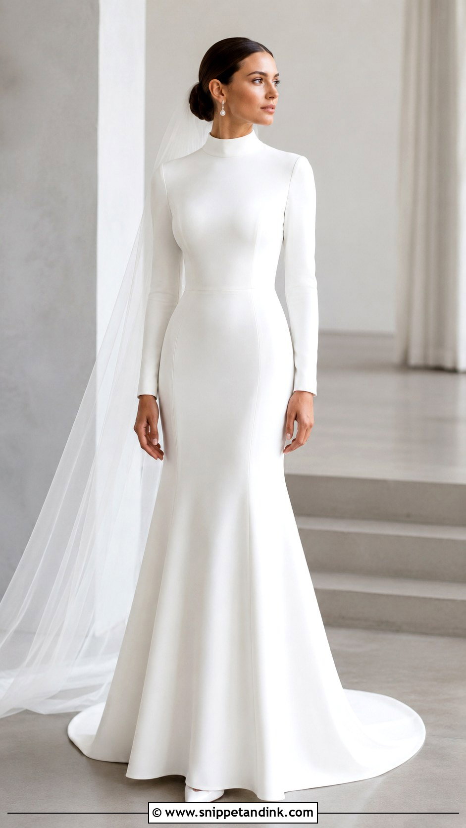 Mock Neck Long Sleeve Bridal Gown - Snippet and Ink - 20 Long Sleeve Bridal Gown Ideas