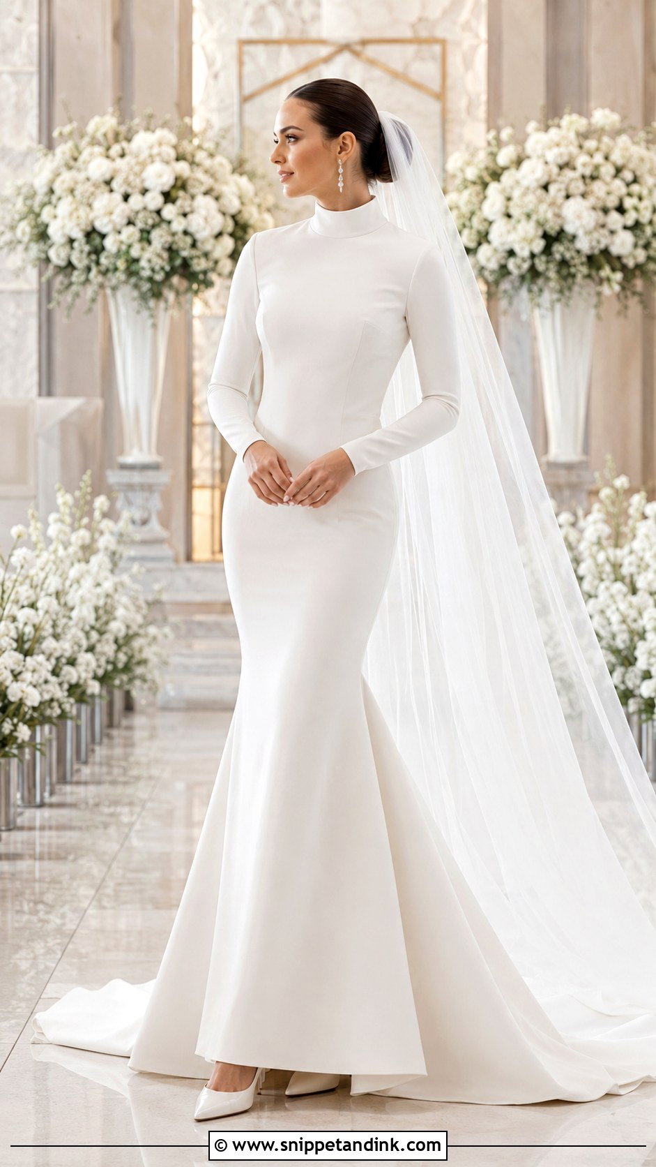 Mock Neck Mermaid Wedding Dress - Snippet and Ink - 20 Full Coverage Wedding Dress Ideas