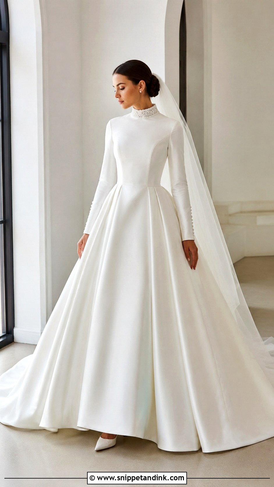 Mock Neck Modest Ball Gown Wedding Dress - Snippet and Ink - 20 Modest Wedding Dresses Ball Gown