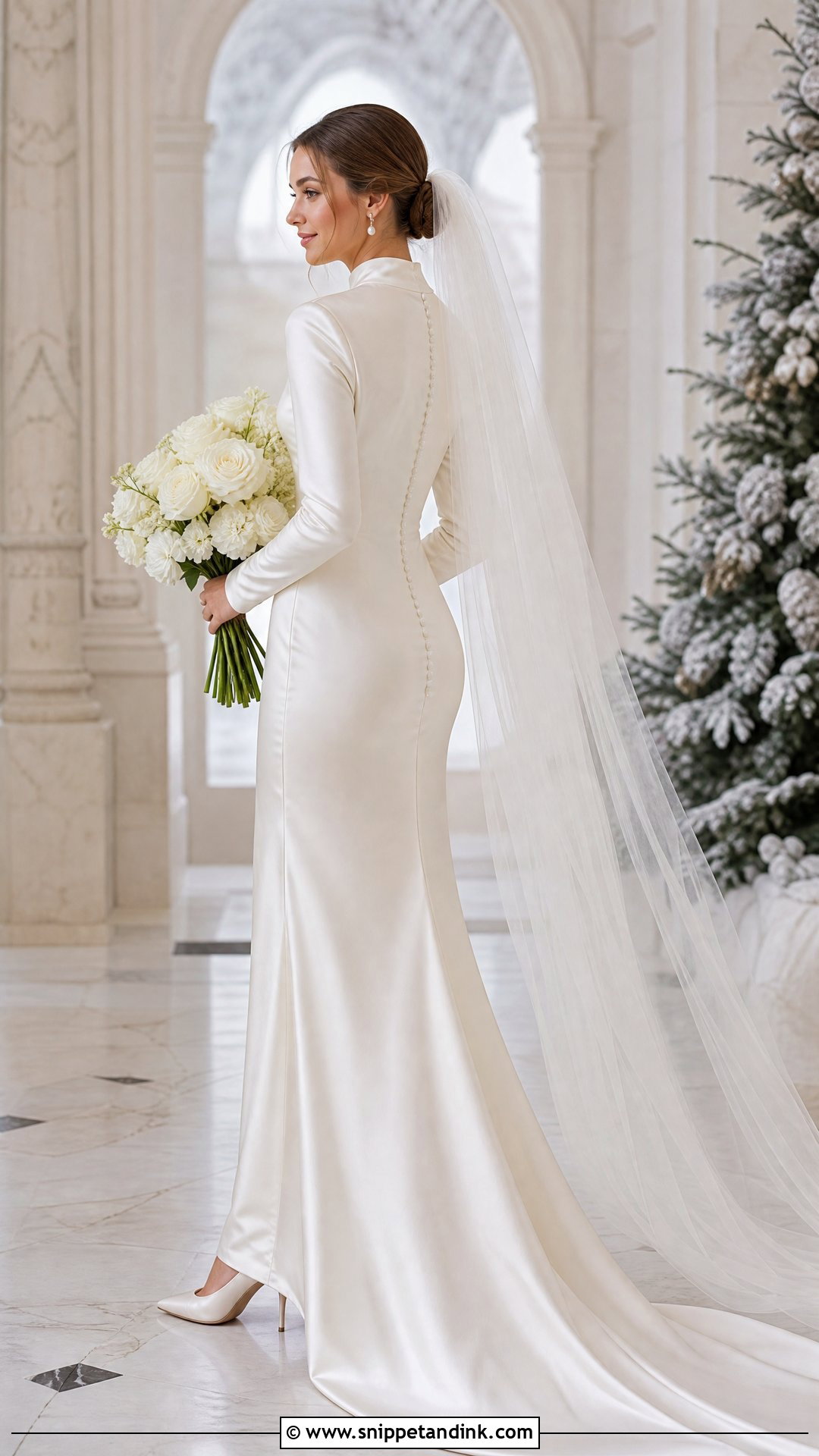 Mock Neck Satin Wedding Dress - Snippet and Ink - 25 Modest Old Money Wedding Dress Ideas