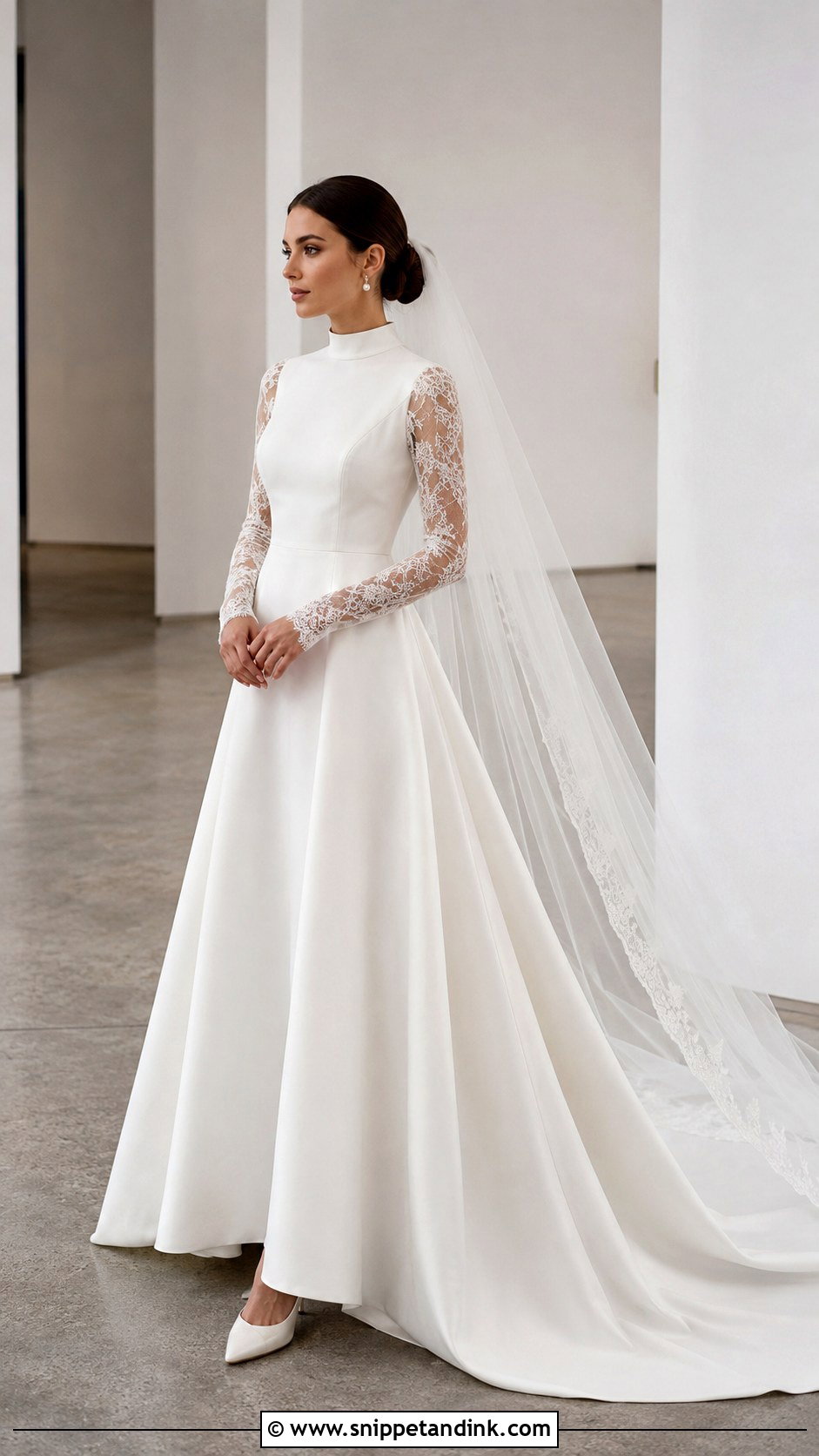 Mock Neck Wedding Dress With Sleeves - Snippet and Ink - 20 Grace Kelly Inspired Wedding Dress Ideas