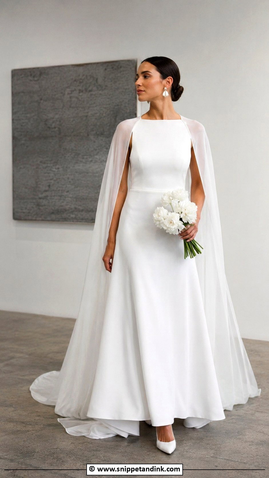 Modern A Line Wedding Dress With Cape Veil - Snippet and Ink - 30 Aline Wedding Dress Ideas
