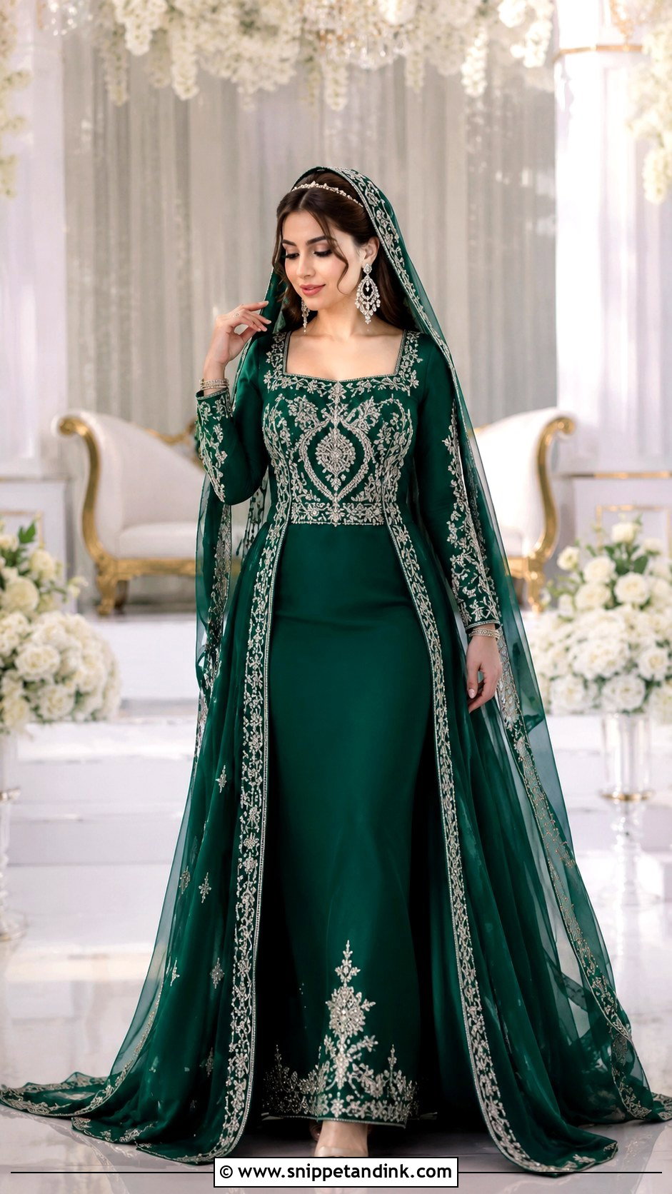 Modern Afghani Wedding Dress With Detachable Train - Snippet and Ink - 20 Afghani Wedding Dress Ideas