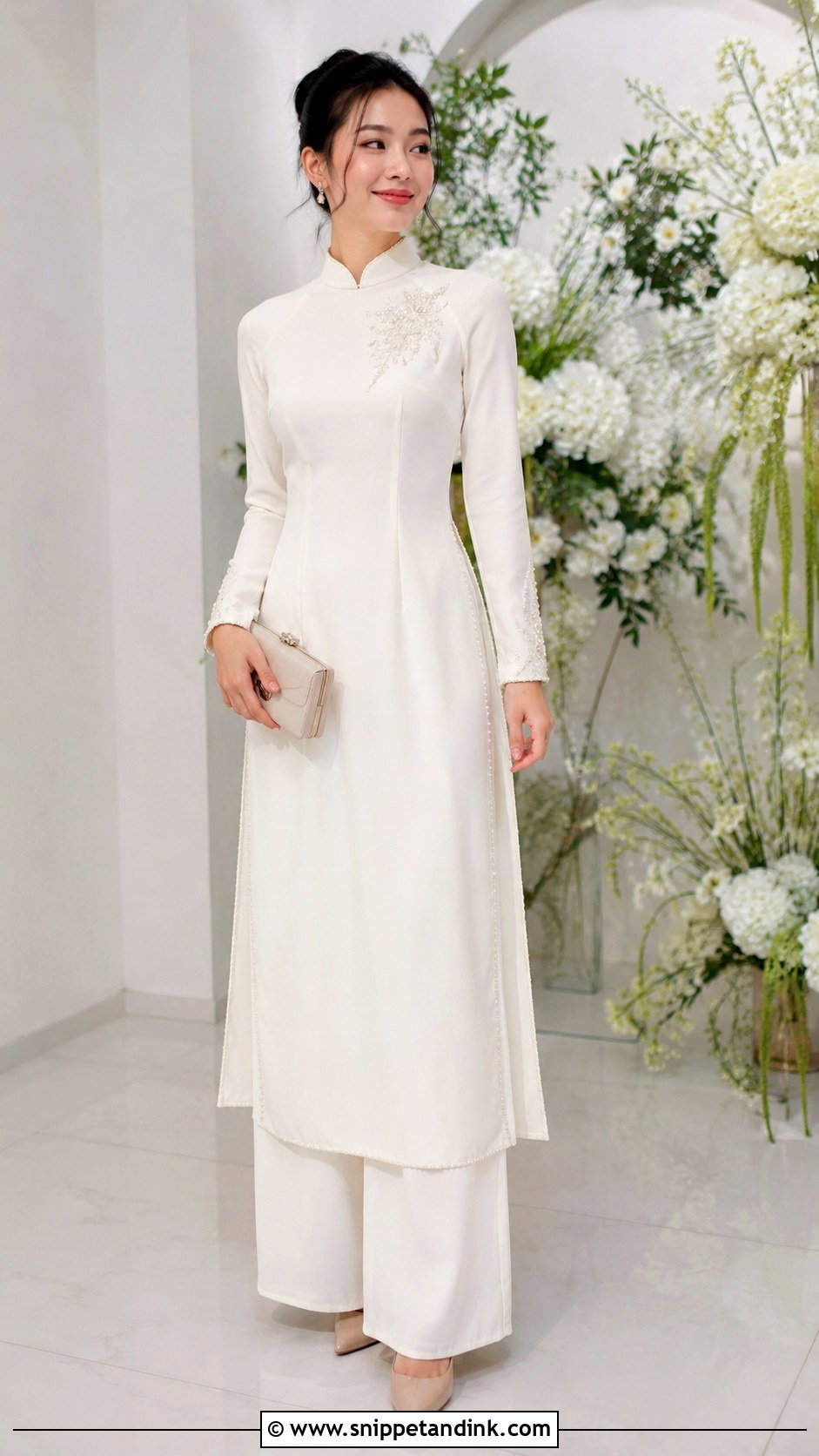 Modern Ao Dai With Wide Leg Pants - Snippet and Ink - 25 Wedding Ao Dai Ideas