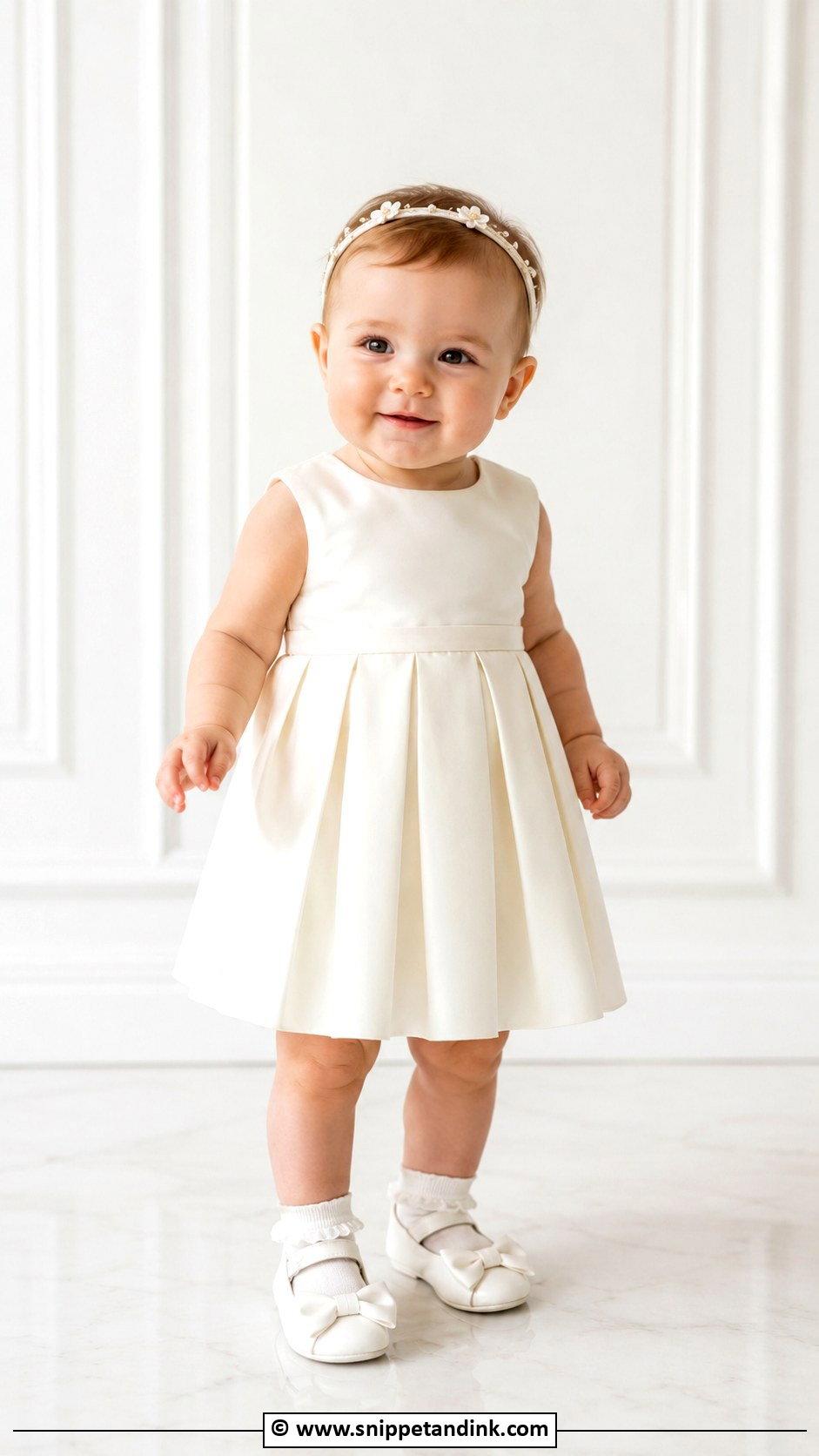 Modern Baptism Dress With Bow Shoes - Snippet and Ink - 25 Baby Girl Baptism Dress Ideas