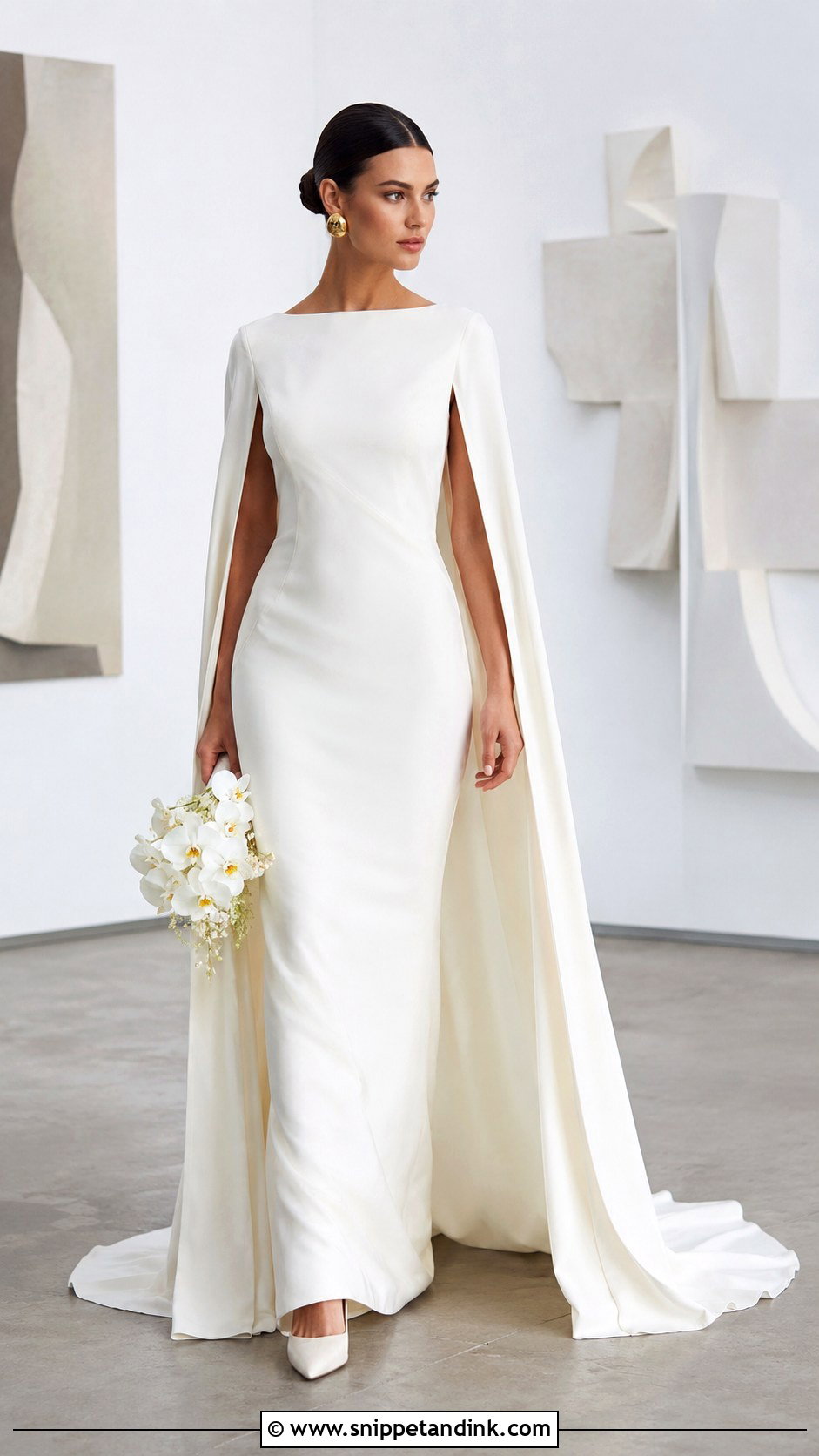 Modern Cape Wedding Dress - Snippet and Ink - 30 Cape Wedding Dress Ideas