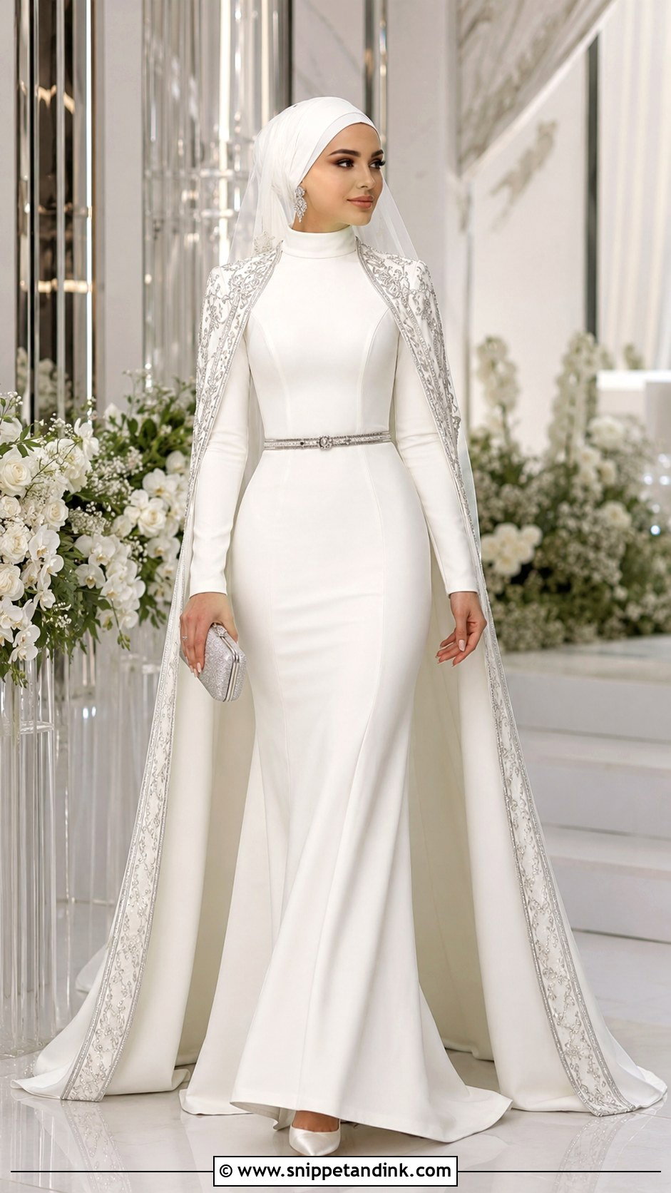 Modern Chechen Wedding Dress With Cape - Snippet and Ink - 20 Chechen Wedding Dresses