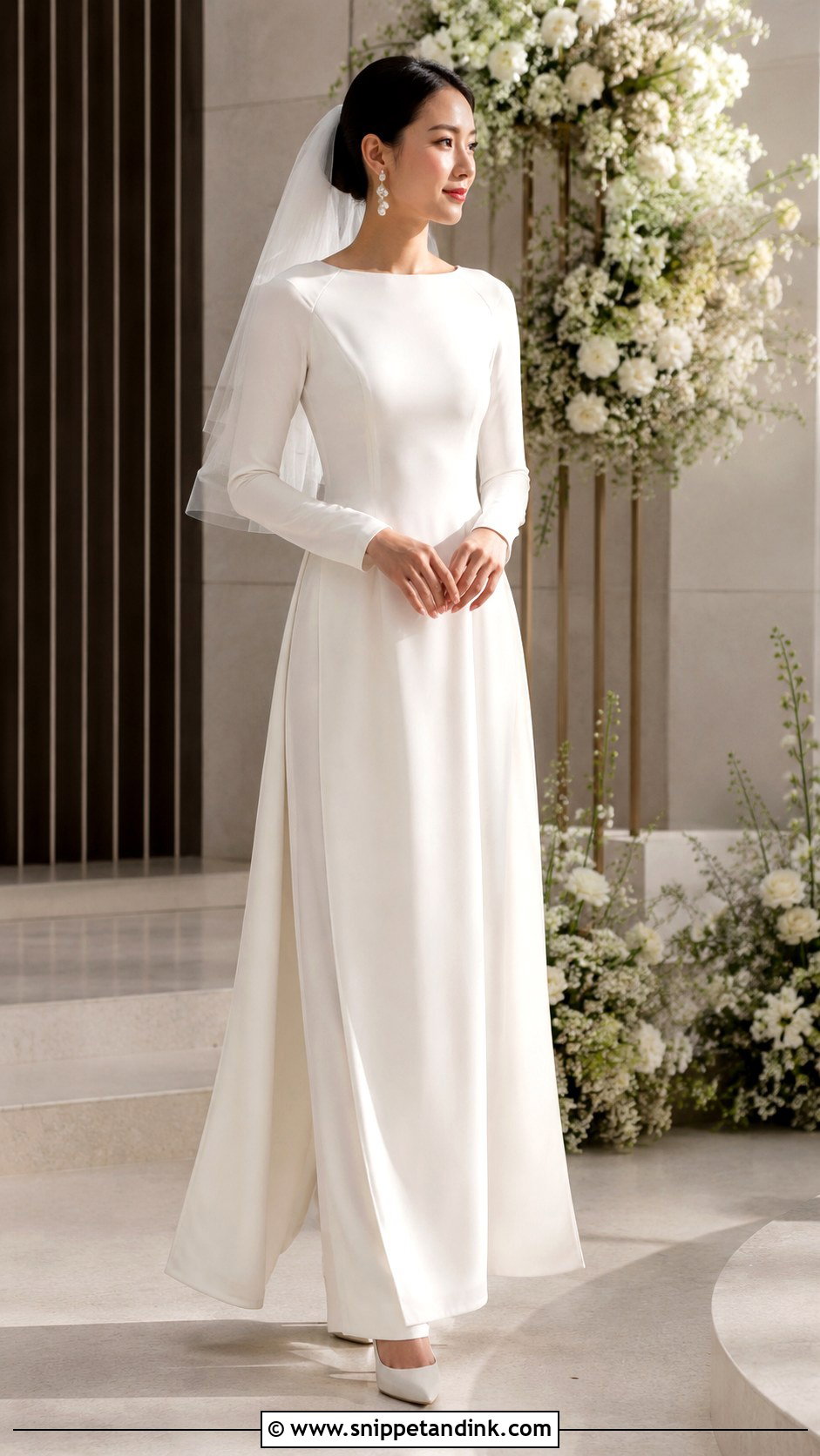 Modern Collarless Ao Dai Wedding Dress - Snippet and Ink - 20 Ao Dai Wedding Dress Ideas