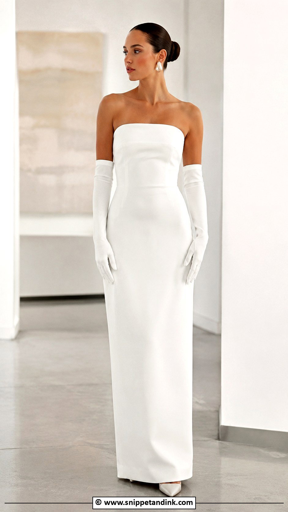 Modern Column Wedding Dress With Gloves - Snippet and Ink - 30 Wedding Dress with Gloves Ideas