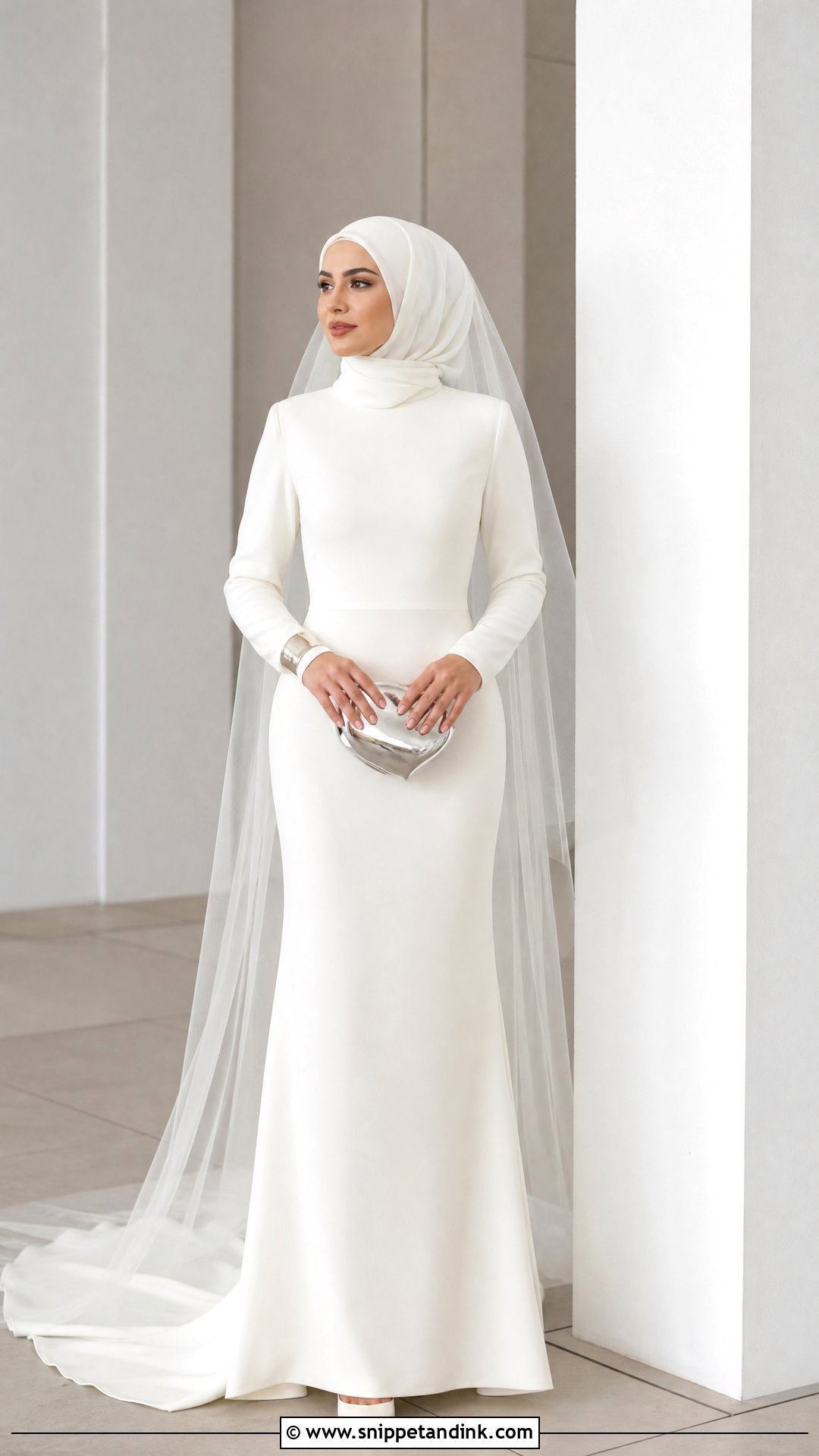 Modern Column Wedding Dress With Hijab - Snippet and Ink - 20 Wedding Dresses with Hijab