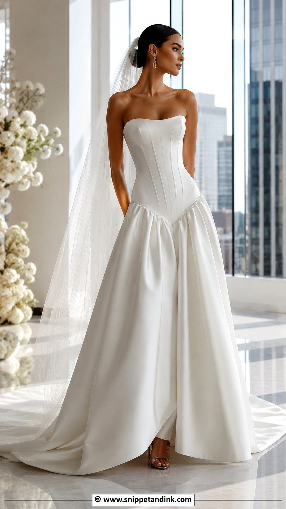 Modern Drop Waist Corset Wedding Dress - Snippet and Ink - 30 Drop Waist Corset Wedding Dress Ideas