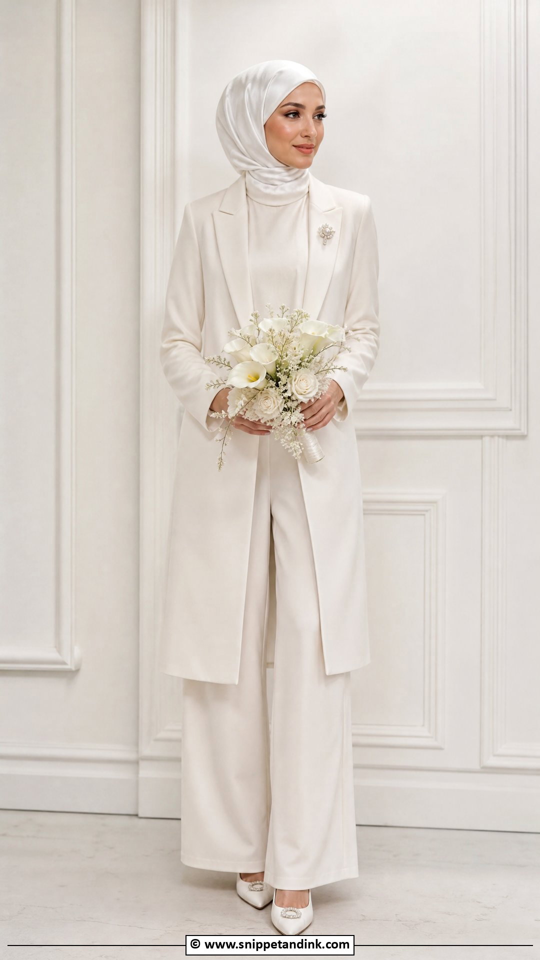 Modern Hijab Bride Suit - Snippet and Ink - 35 Hijab Bride Ideas