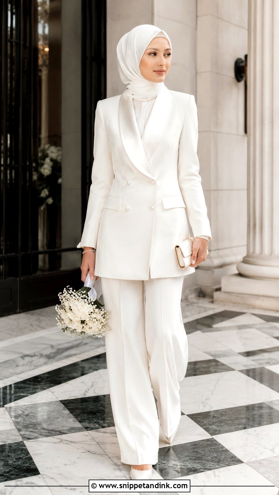 Modern Islamic Bridal Suit With Hijab - Snippet and Ink - 25 Islamic Wedding Dress Hijab Bride Ideas