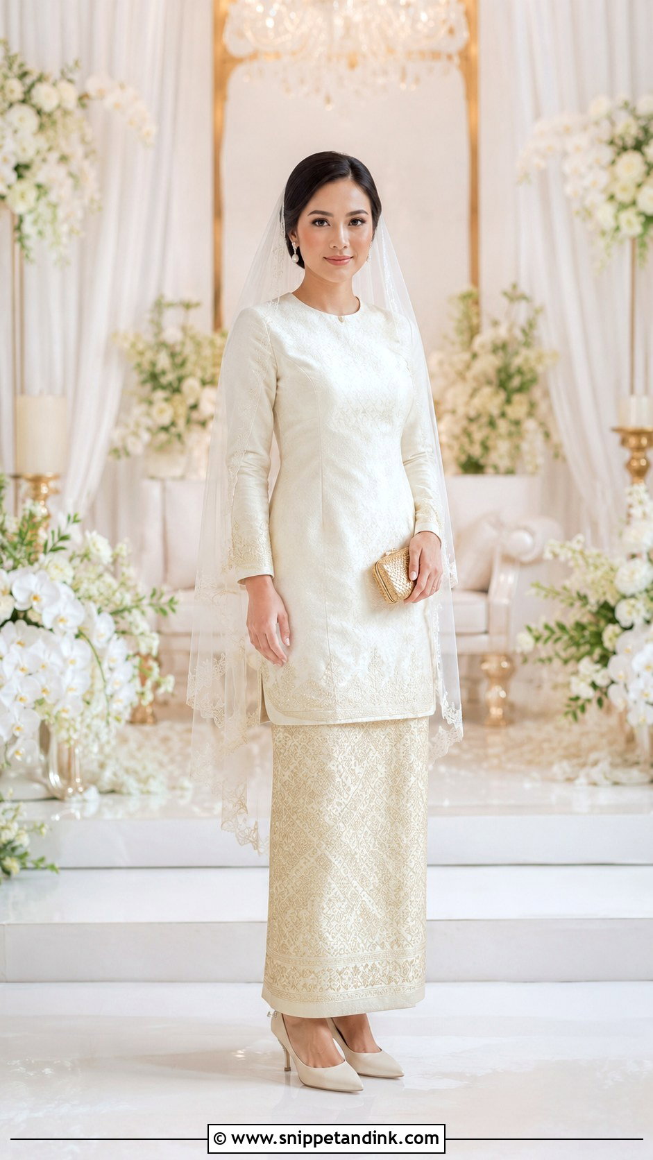 Modern Ivory Songket Baju Kurung - Snippet and Ink - 20 Modern Songket Wedding Dress Ideas
