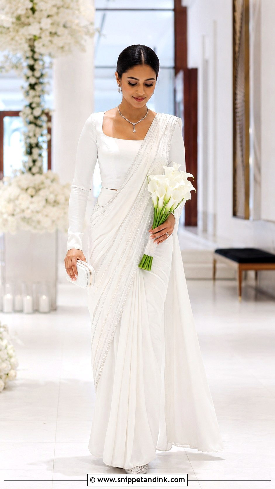 Modern Kandyan Bride With Clean Crystal Details - Snippet and Ink - 20 Kandian Bride Ideas