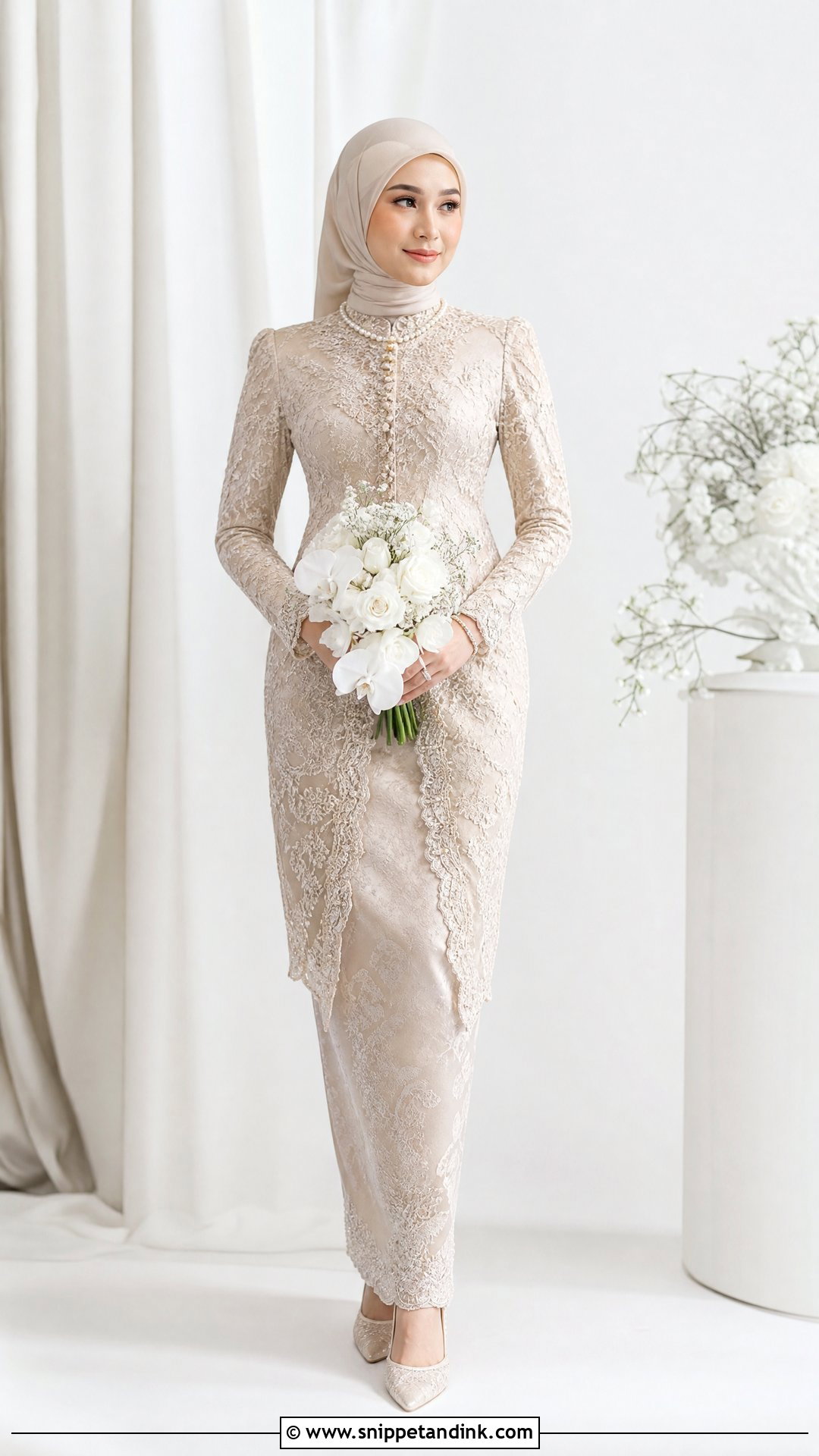 Modern Kebaya Lace Wedding Dress - Snippet and Ink - 25 Melayu Wedding Dress Ideas