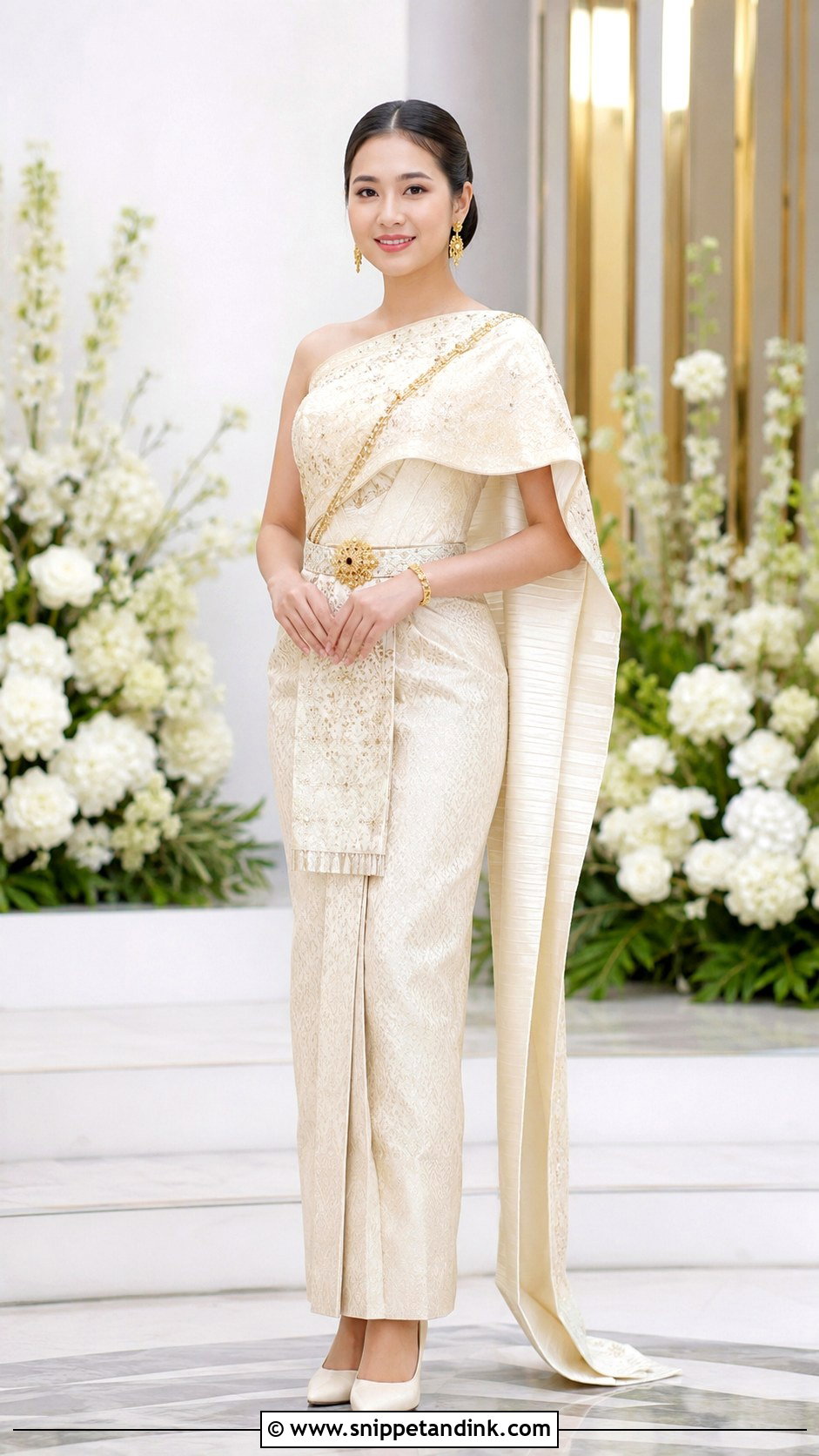 Modern Khmer Bridal Gown Outfit - Snippet and Ink - 20 Khmer Wedding Outfits
