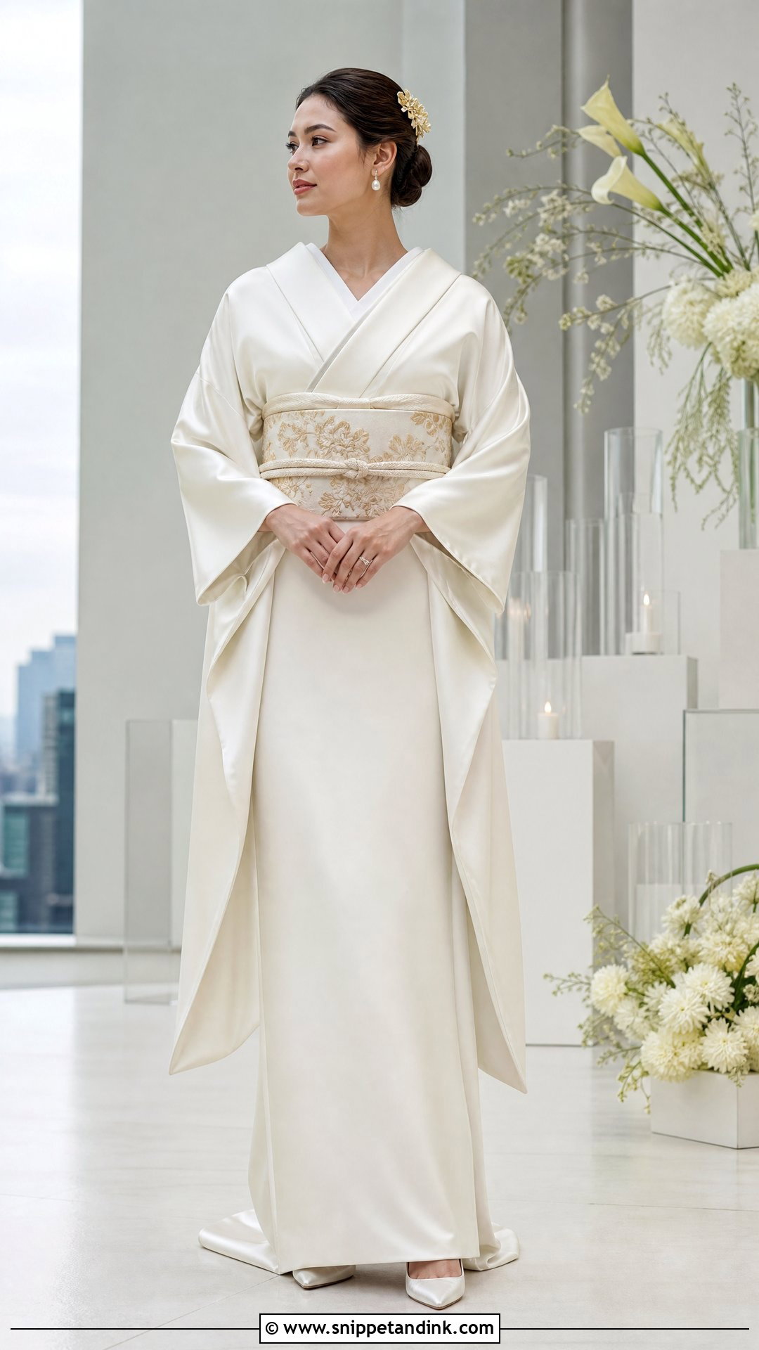 Modern Kimono Sleeve Japanese Wedding Dress - Snippet and Ink - 20 Japanese Wedding Dresses