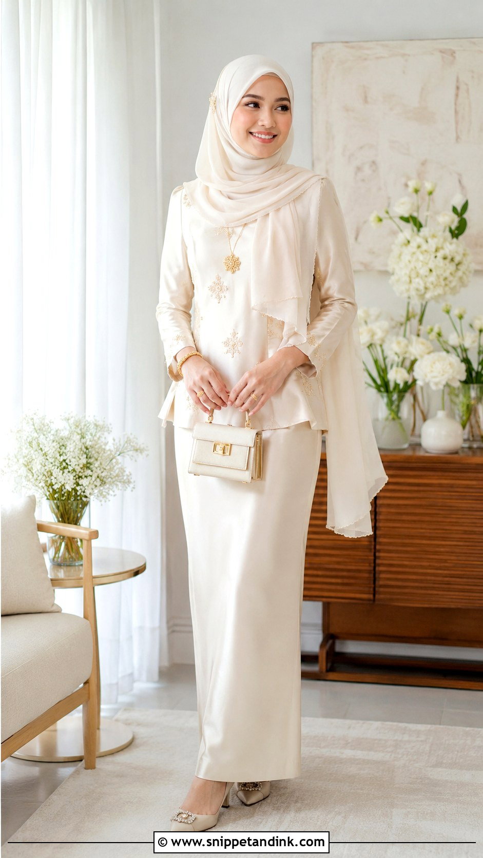 Modern Kurung Kedah Nikah Dress - Snippet and Ink - 25 Malay Nikah Wedding Dress Ideas