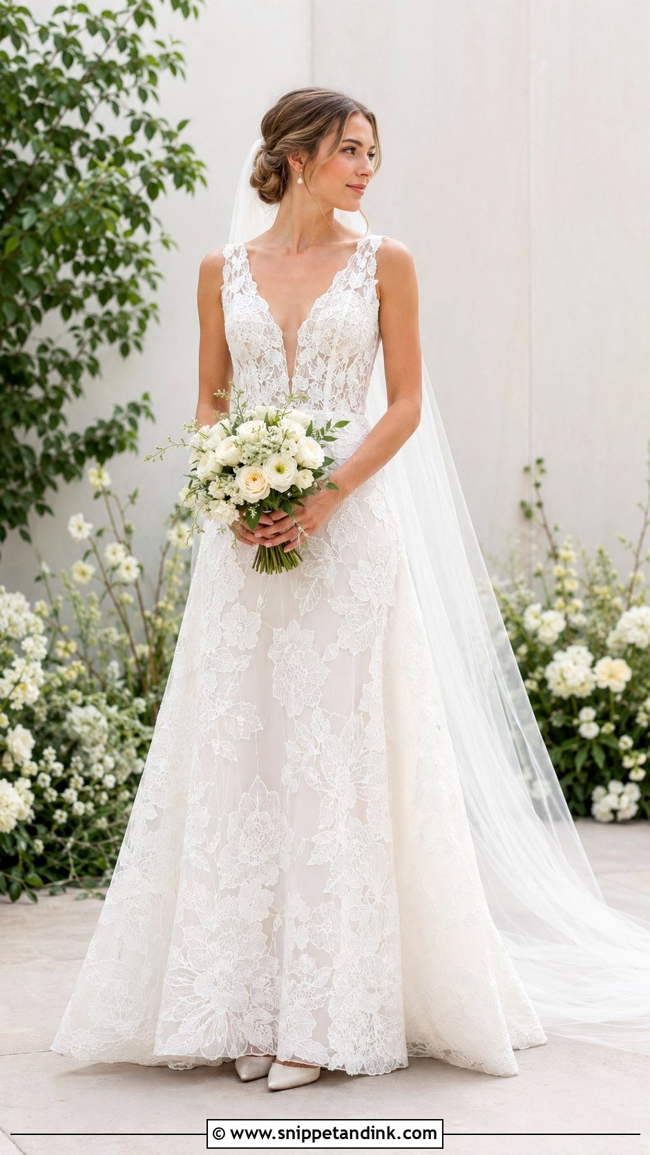Modern Lace KYHA Wedding Dress With Soft Veil - Snippet and Ink - 20 Khya Studios Wedding Dress Ideas