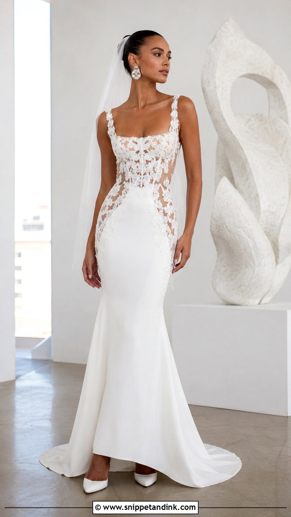 Modern Lace Mermaid Wedding Dress - Snippet and Ink - 30 Lace Mermaid Wedding Dress Ideas