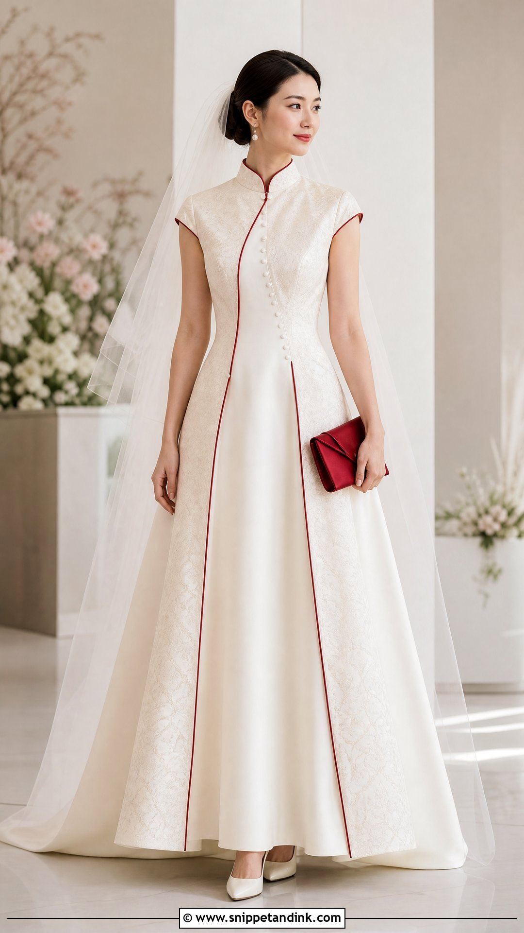 Modern Mandarin Collar Wedding Gown - Snippet and Ink - 20 Chinese Style Wedding Dress Ideas