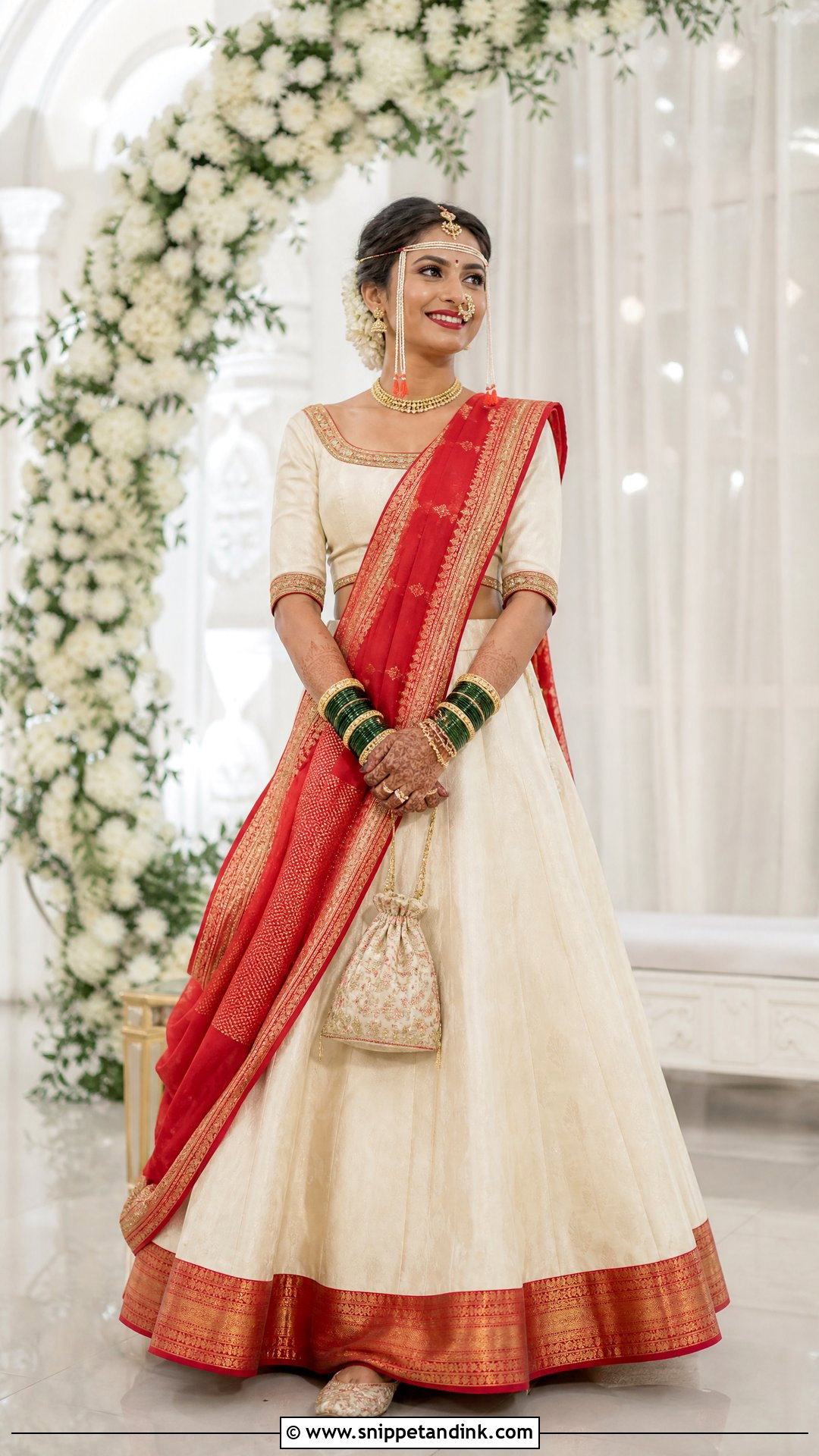 Modern Marathi Bride Lehenga Look - Snippet and Ink - 20 Simple Marathi Bride Look Ideas