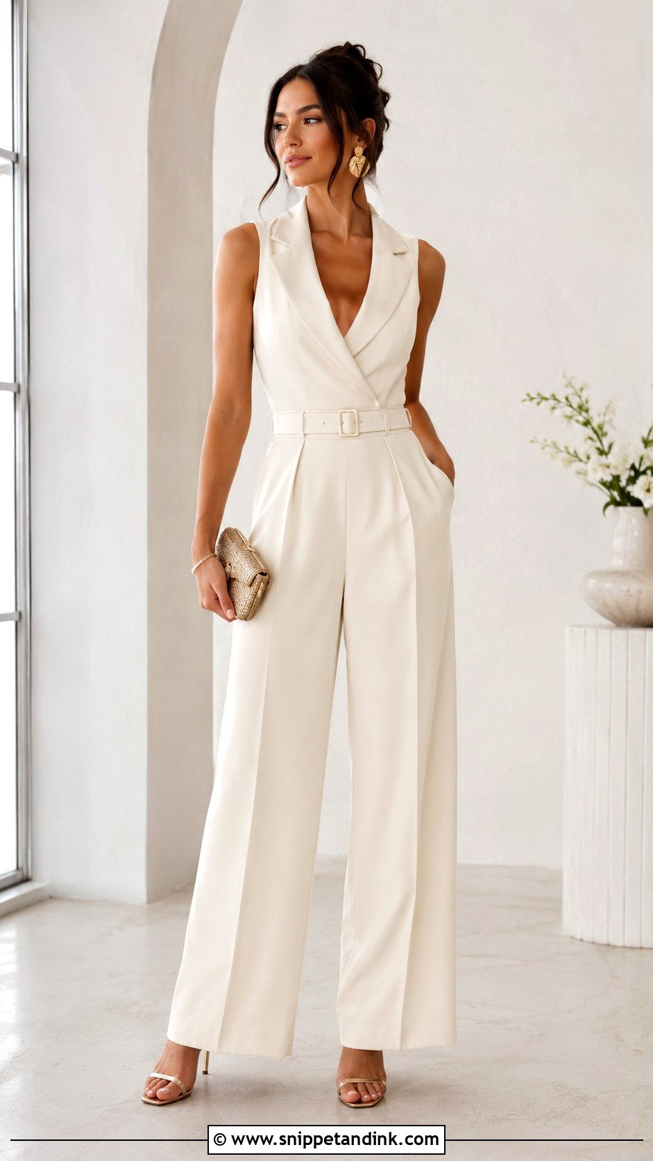 Modern Marriage Outfit With Tailored Jumpsuit - Snippet and Ink - 25 Marriage Outfit Ideas