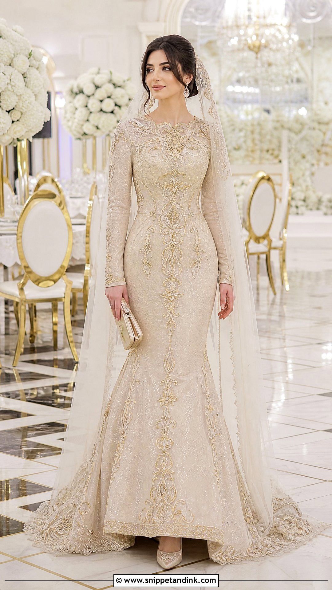 Modern Mermaid Uzbek Wedding Dress With Uzbek Embroidery - Snippet and Ink - 20 Uzbek Wedding Dress Ideas