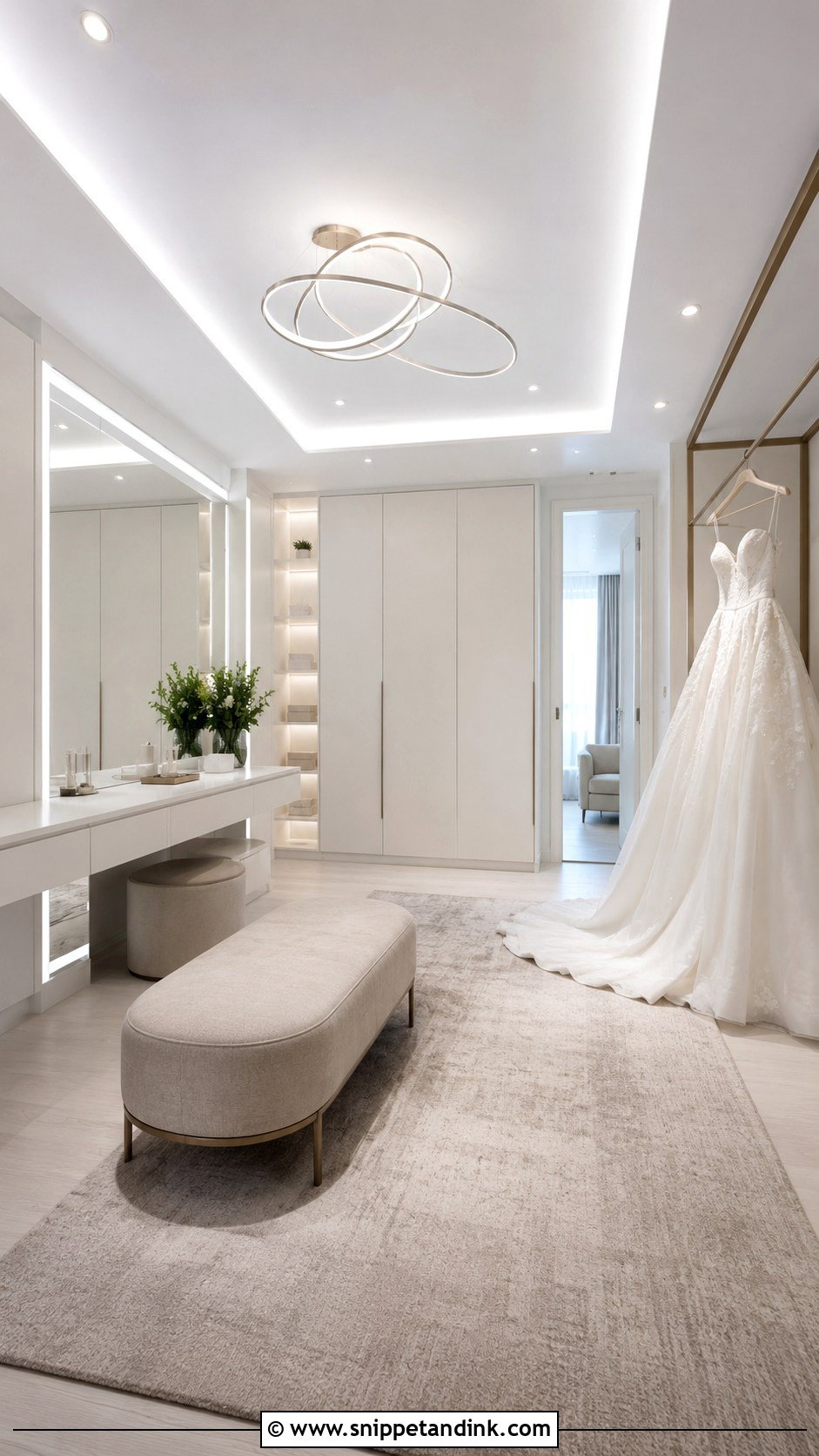 Modern Minimalist Bridal Dressing Room - Snippet and Ink - 20 Bridal Dressing Room Ideas