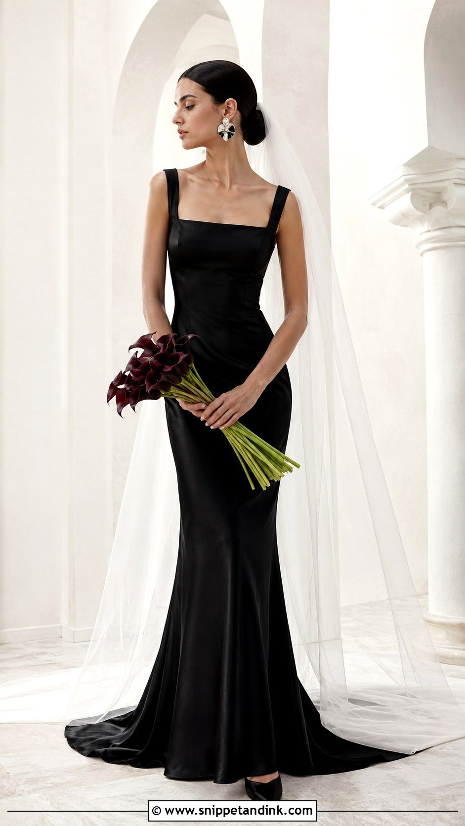 Modern Minimalist Gothic Bridal Dress - Snippet and Ink - 20 Gothic Bridal Ideas