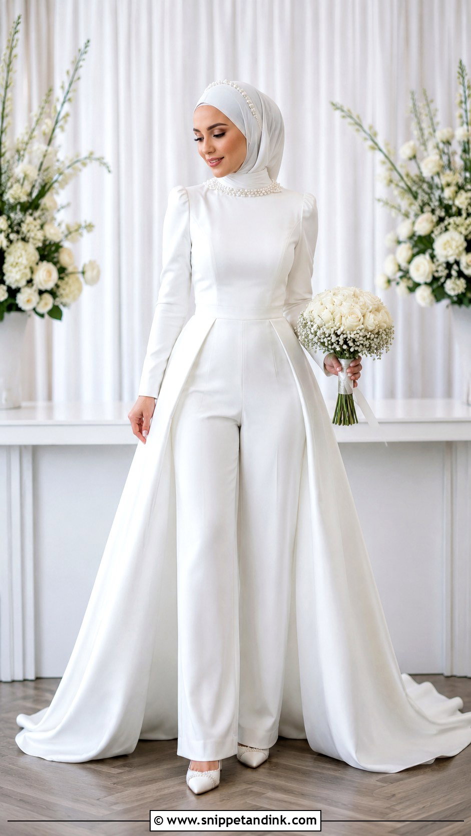 Modern Muslim Bridal Jumpsuit - Snippet and Ink - 30 Muslim Bridal Dress Ideas