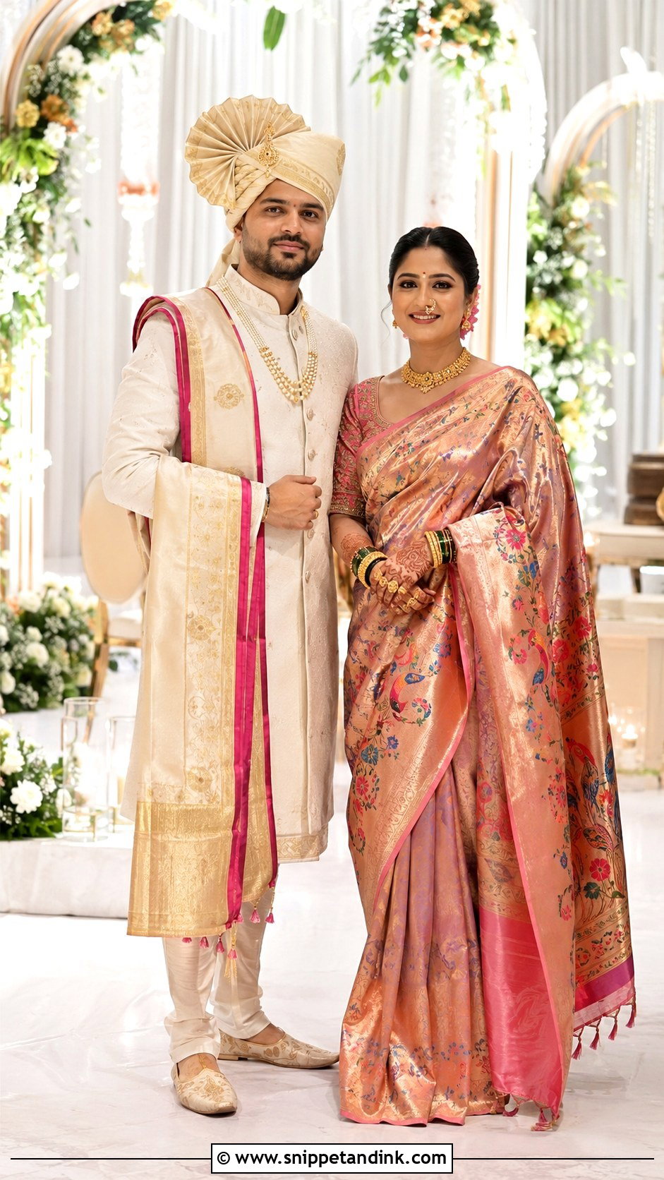 Modern Peshwai Wedding Couple Look - Snippet and Ink - 25 Peshwai Look for Wedding Couple Ideas