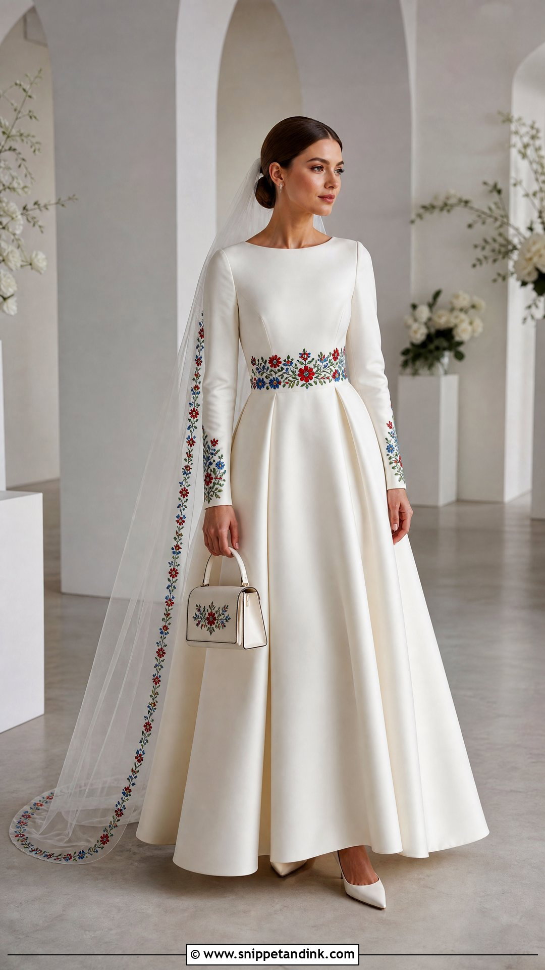 Modern Polish Wedding Dress With Folk Embroidery - Snippet and Ink - 20 Polish Wedding Dress Ideas