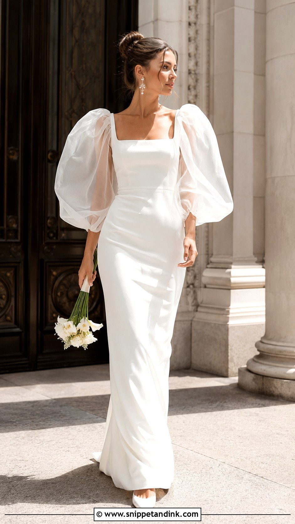 Modern Puff Sleeve Wedding Dress - Snippet and Ink - 25 Puffy Sleeve Wedding Dress Ideas