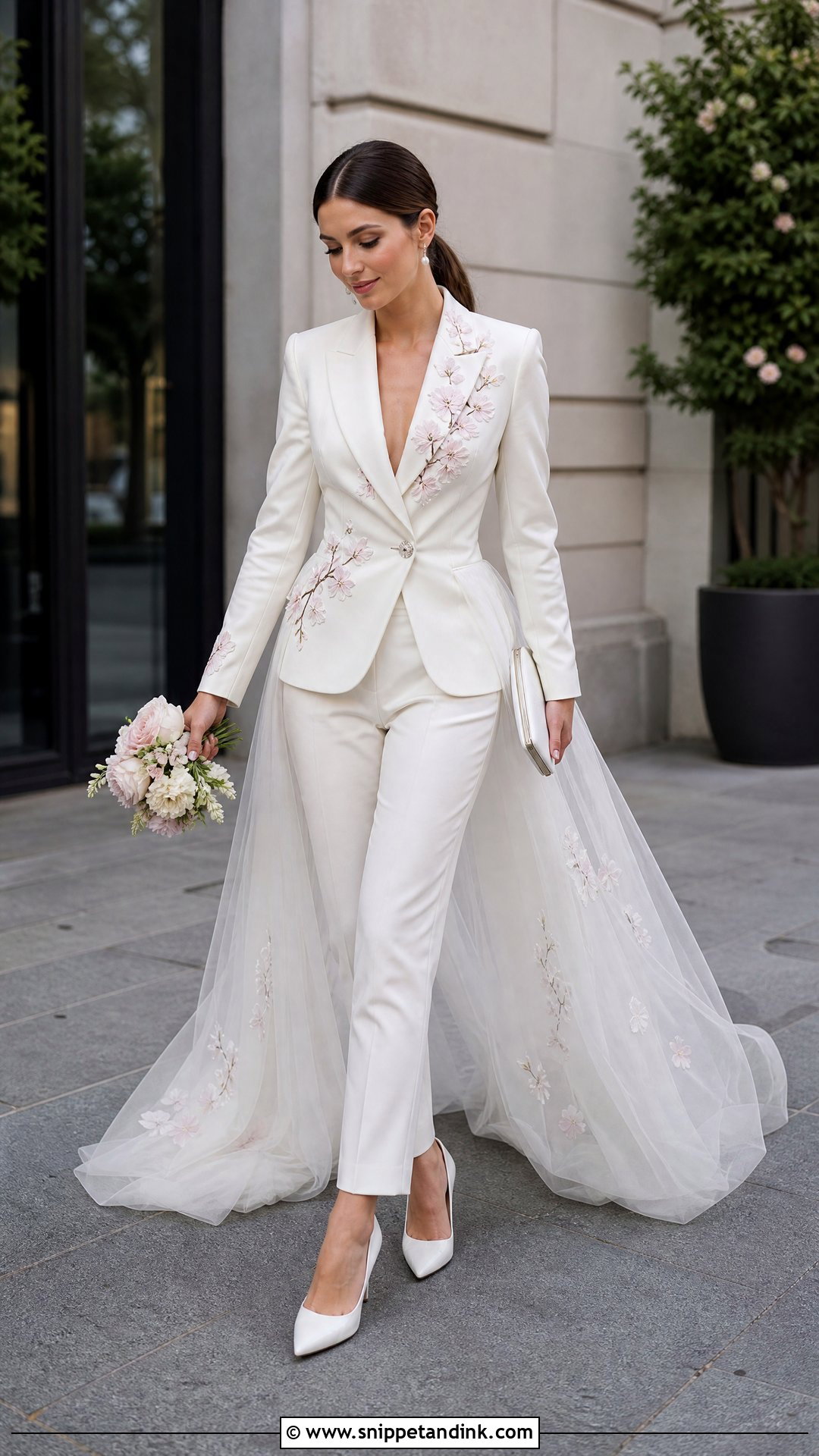 Modern Sakura Wedding Pantsuit - Snippet and Ink - 20 Sakura Wedding Dress Ideas