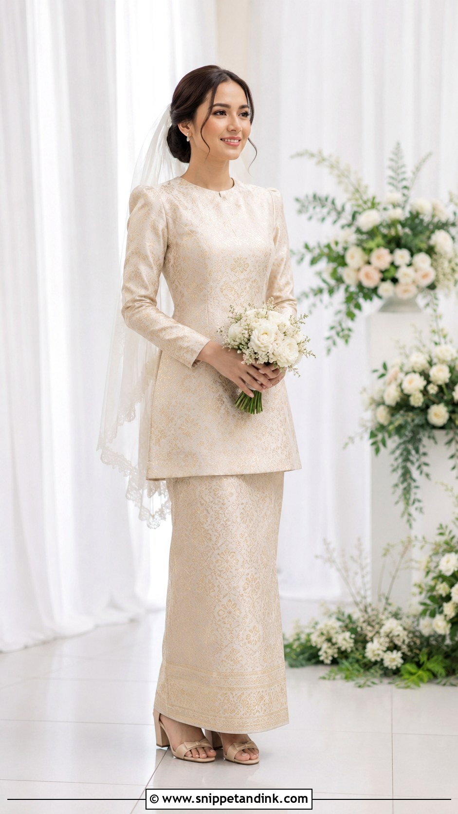Modern Songket Baju Kurung Wedding Dress - Snippet and Ink - 30 Songket Wedding Dress Ideas