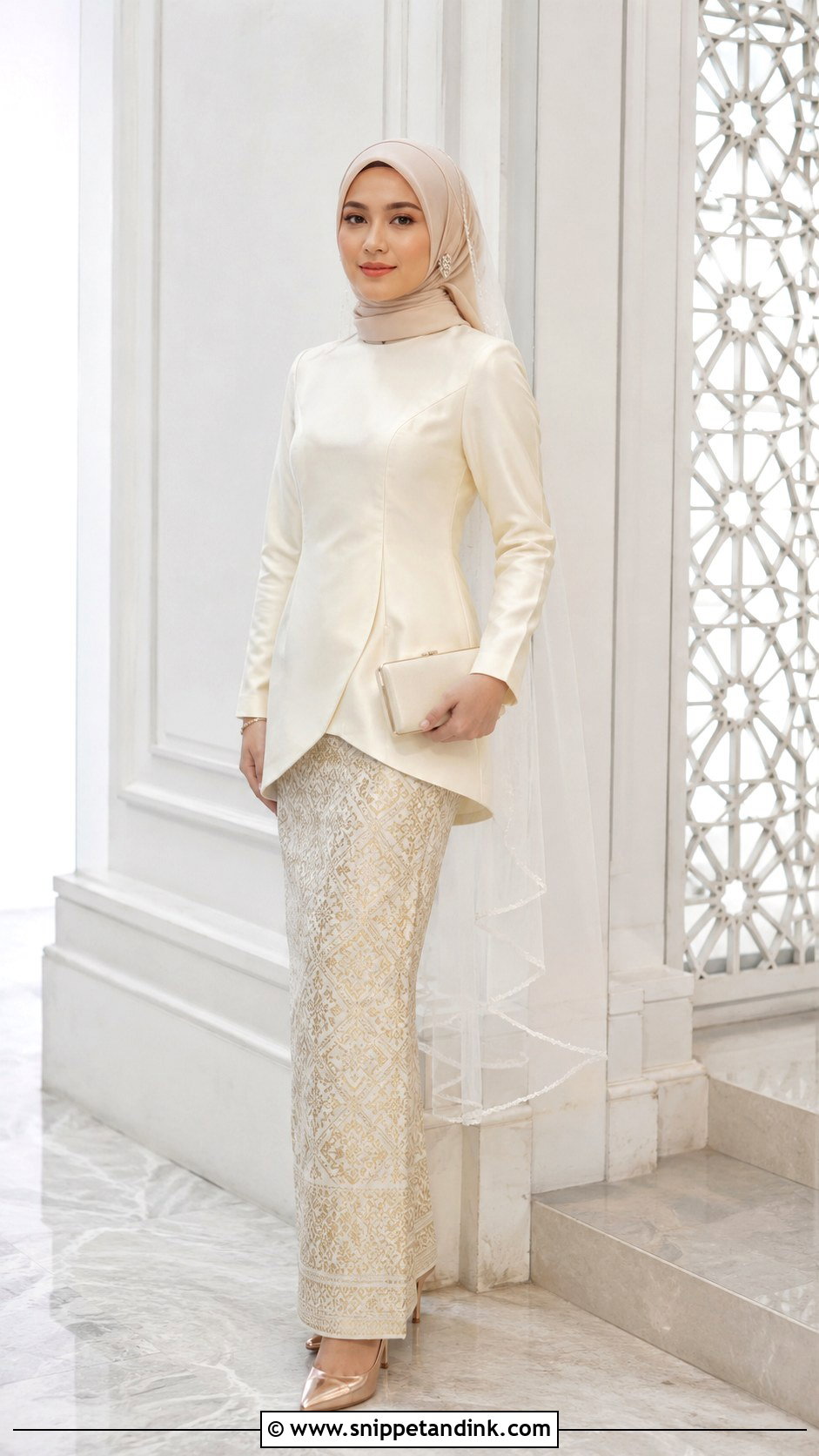 Modern Songket Two Piece Wedding Dress - Snippet and Ink - 25 Malay Songket Wedding Dress Ideas