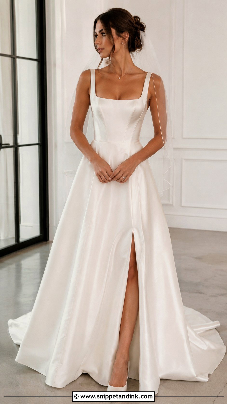 Modern Square Neck Satin Corset Wedding Dress - Snippet and Ink - 25 Satin Corset Wedding Dress Ideas